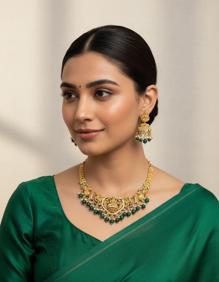 Nakshi Green Beads Necklace SRJN05