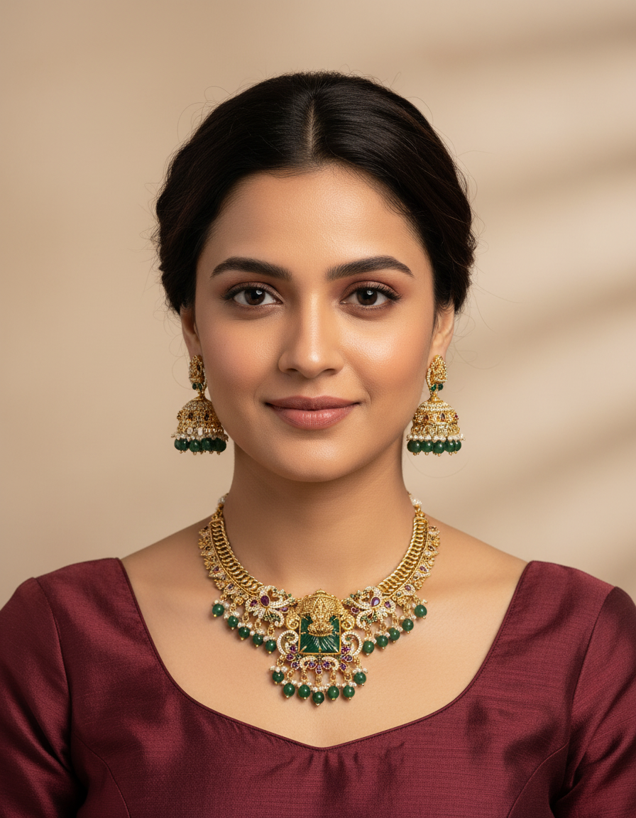 Green Jalebi Necklace SRJN09