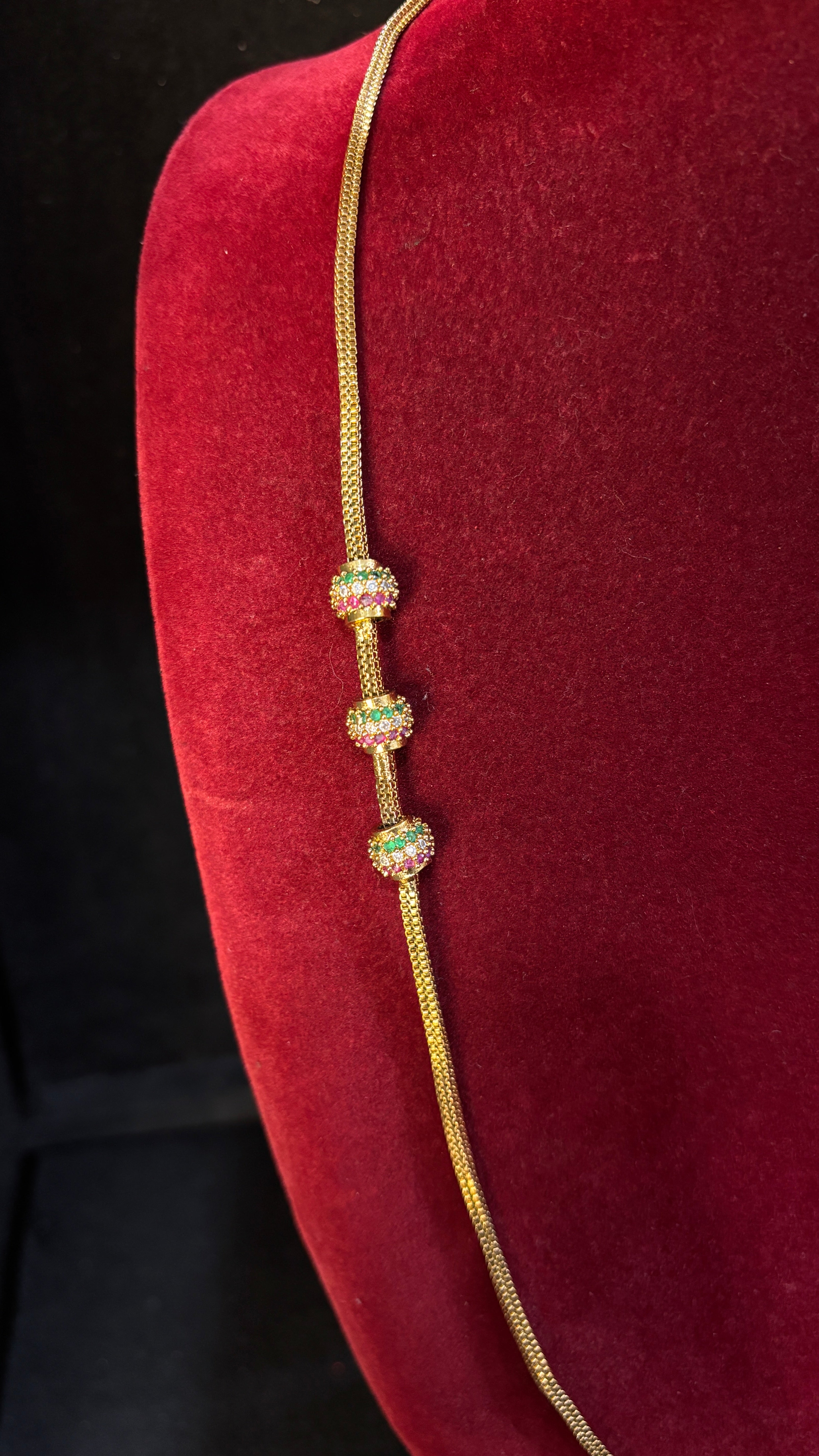 Box Thali Chain With Cz Balls