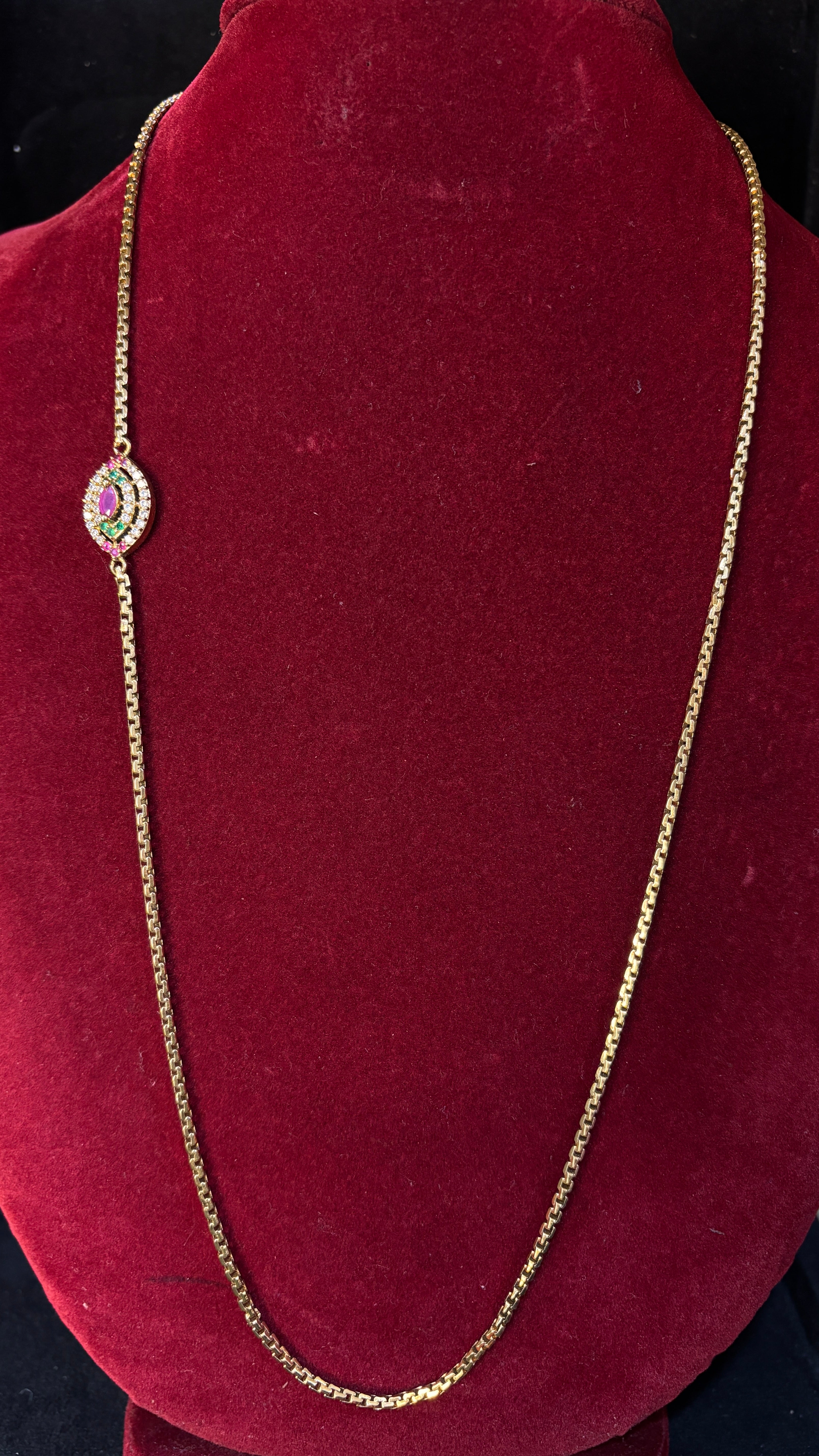 Oval Stone Locket Thali Chain