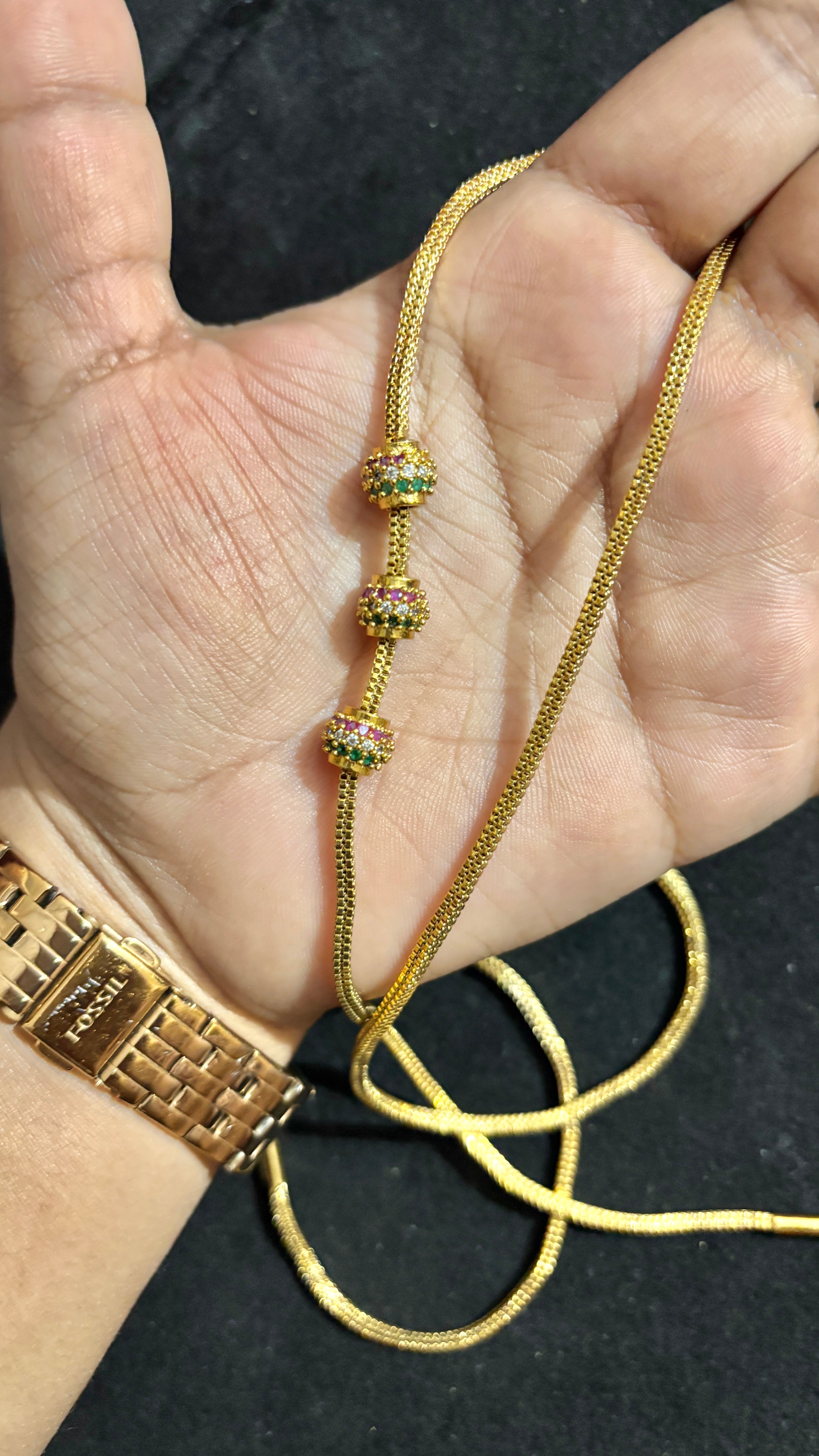 Box Thali Chain With Cz Balls
