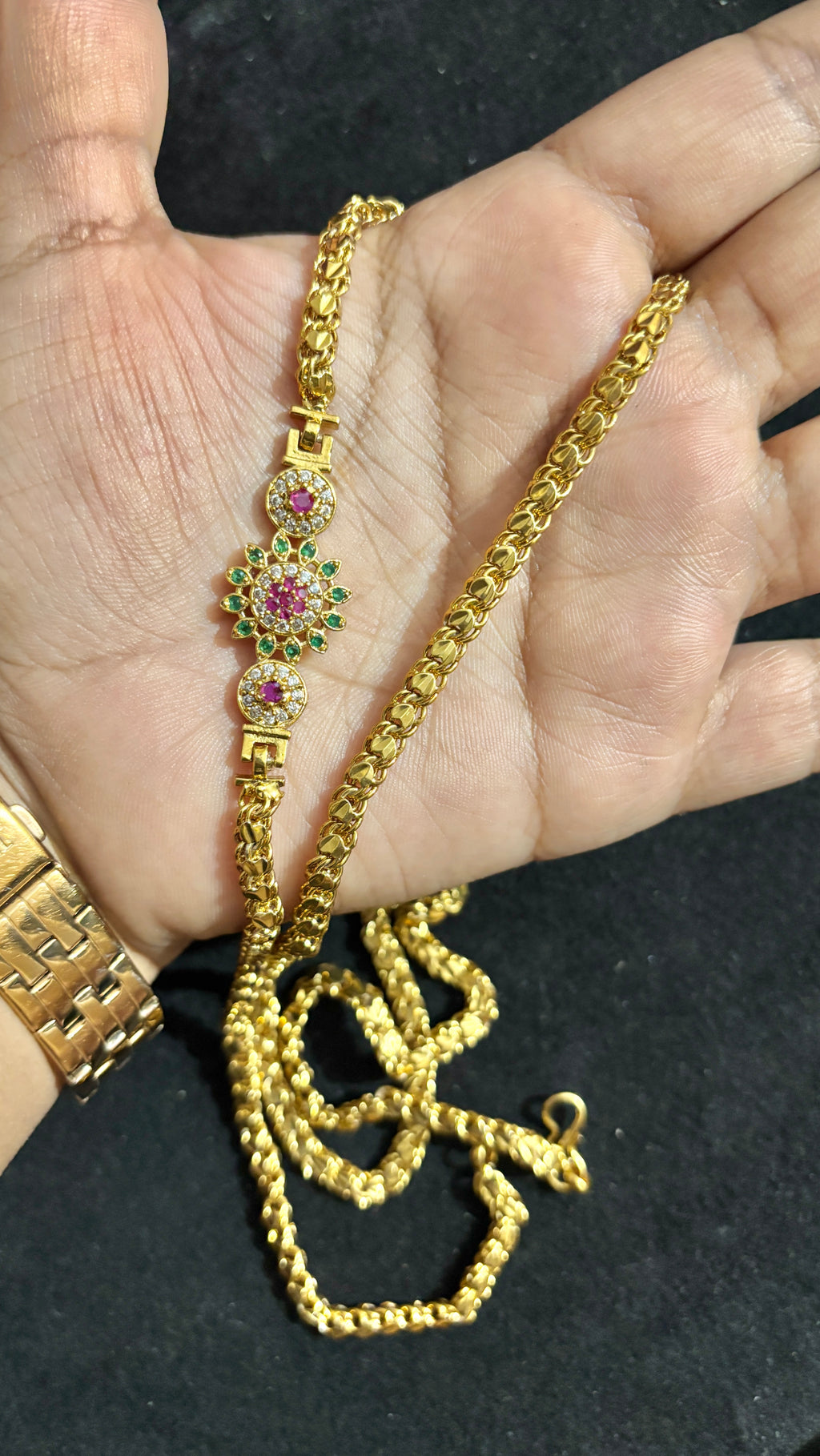 Three Flower Locket Dhil Thali Chain SRJTH21