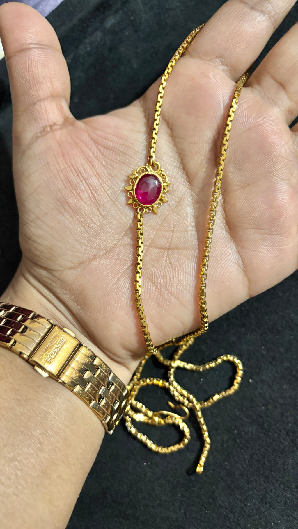 Pink Stone locket Thali Chain SRJTH27
