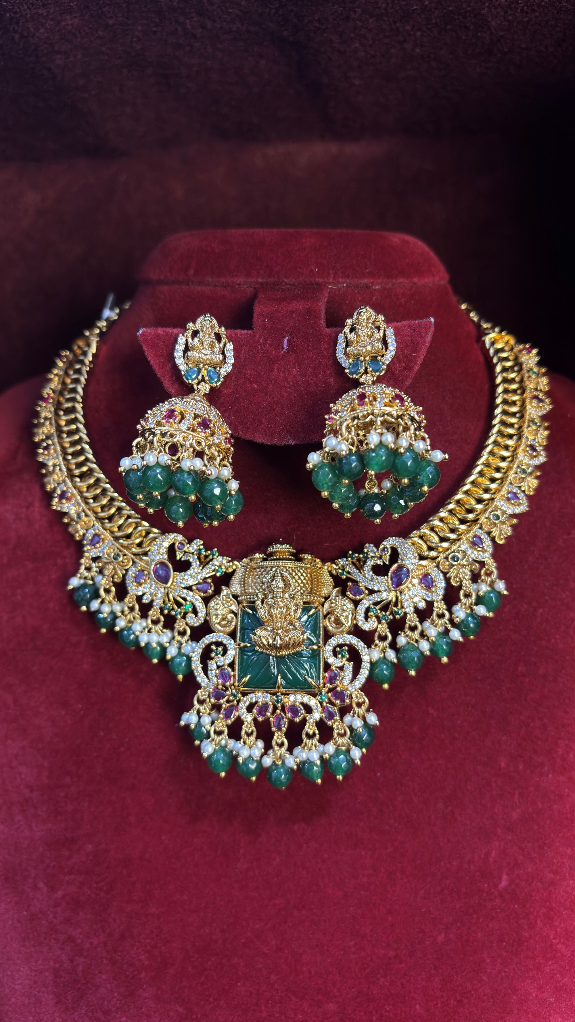 Green Jalebi Necklace SRJN09