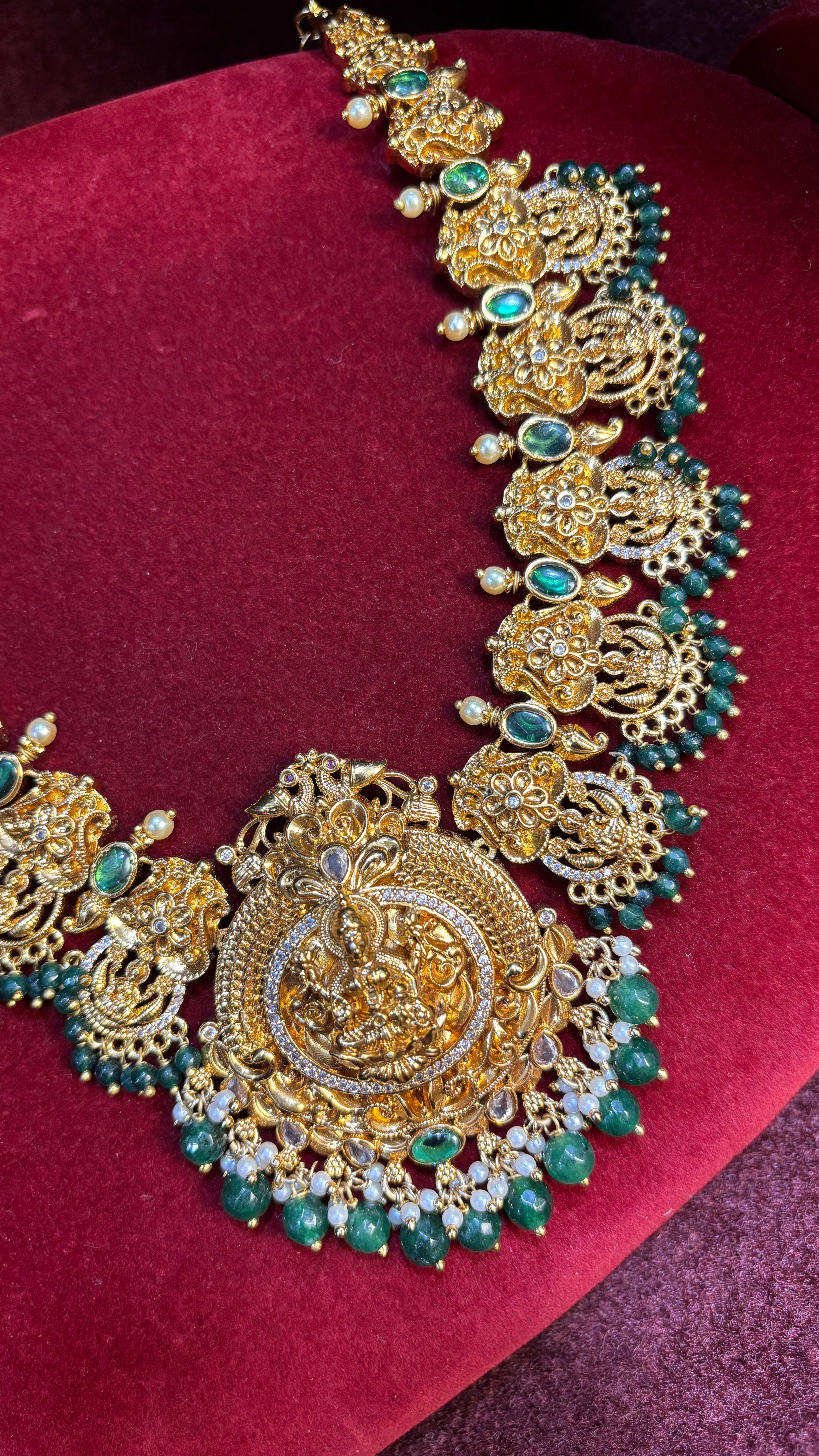 Green Nakshi Laxmi Roop Necklace SRJN12