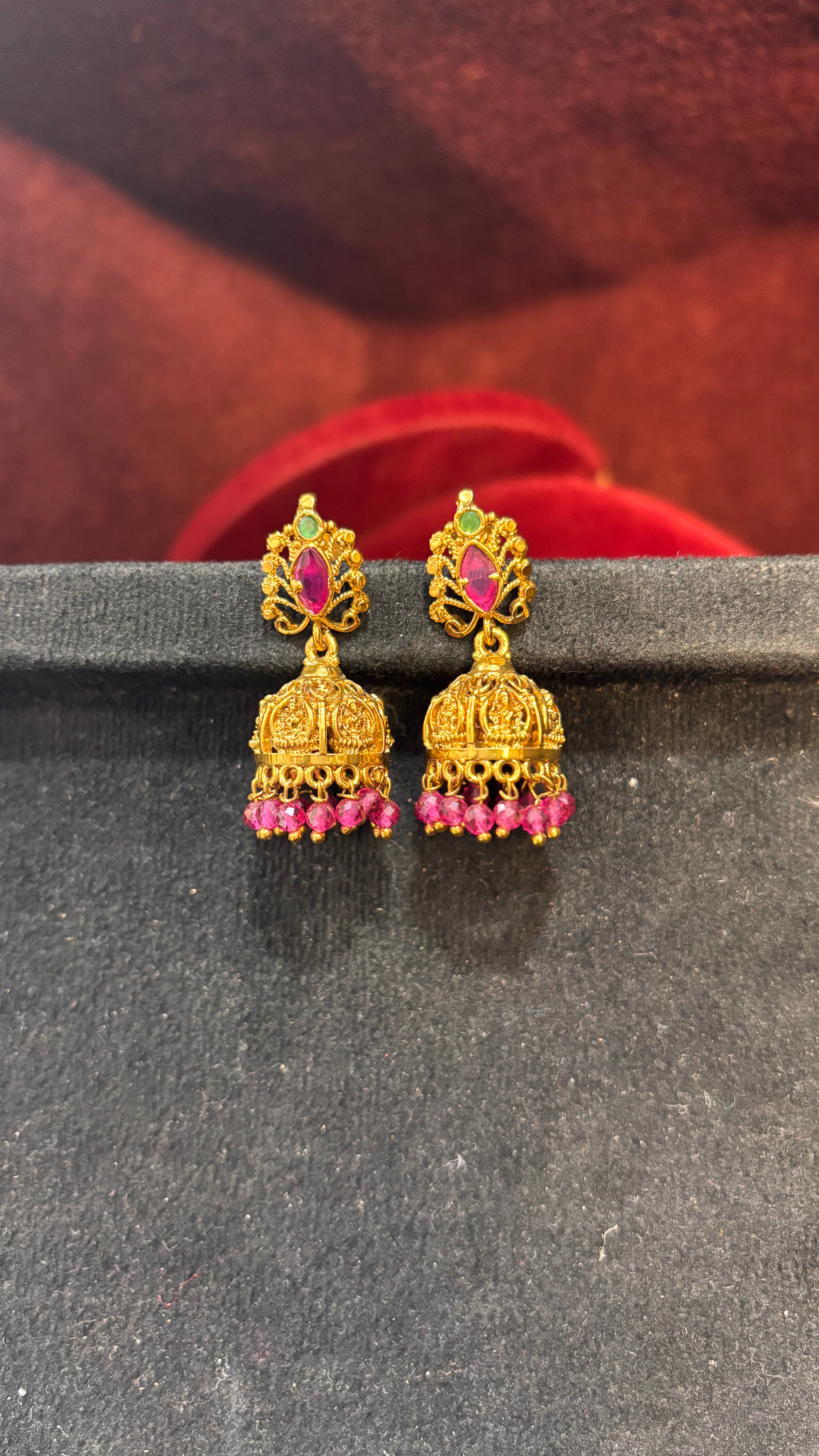 Pink Laxmi Jhumka (Medium)