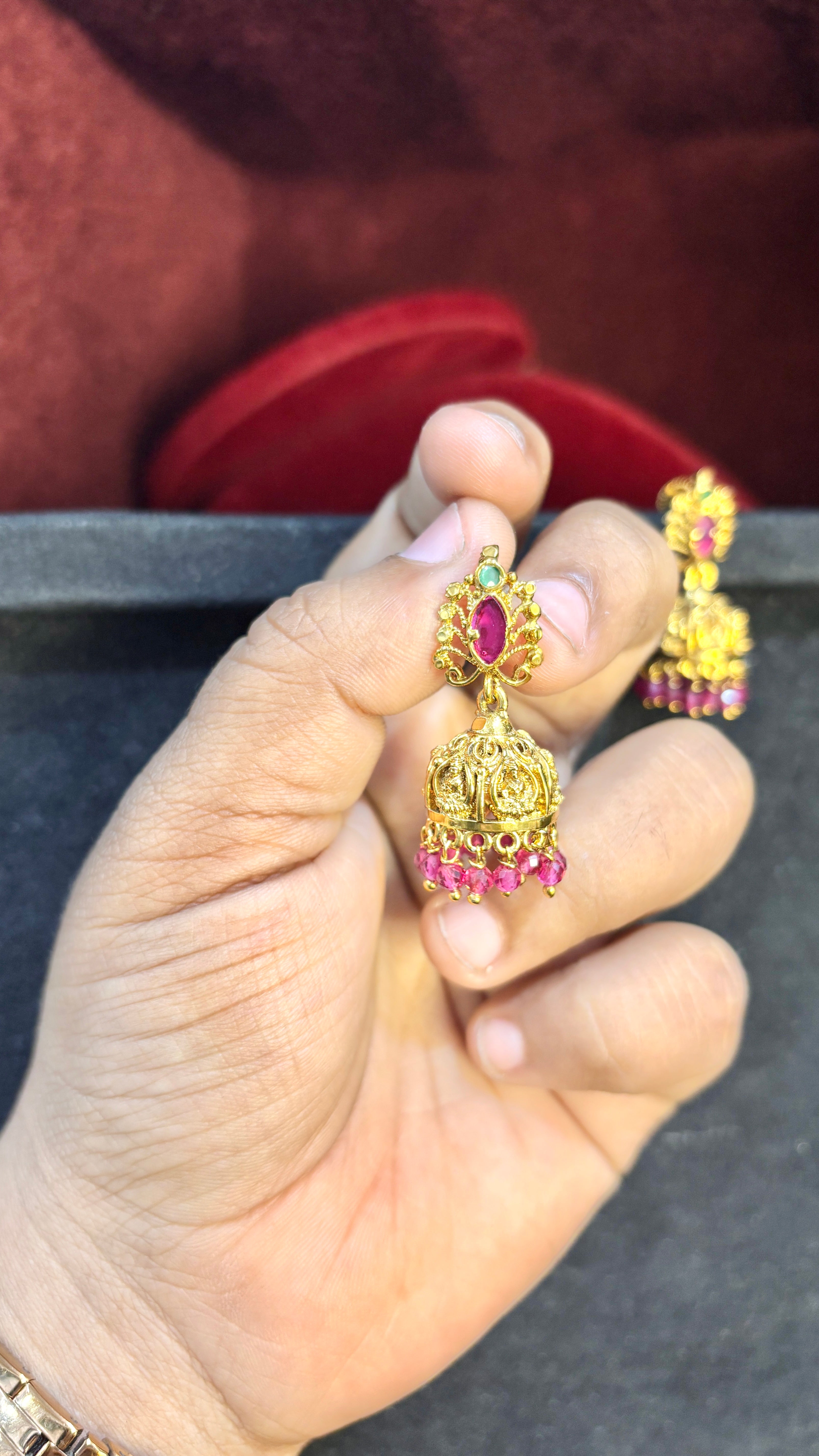 Pink Laxmi Jhumka (Medium)