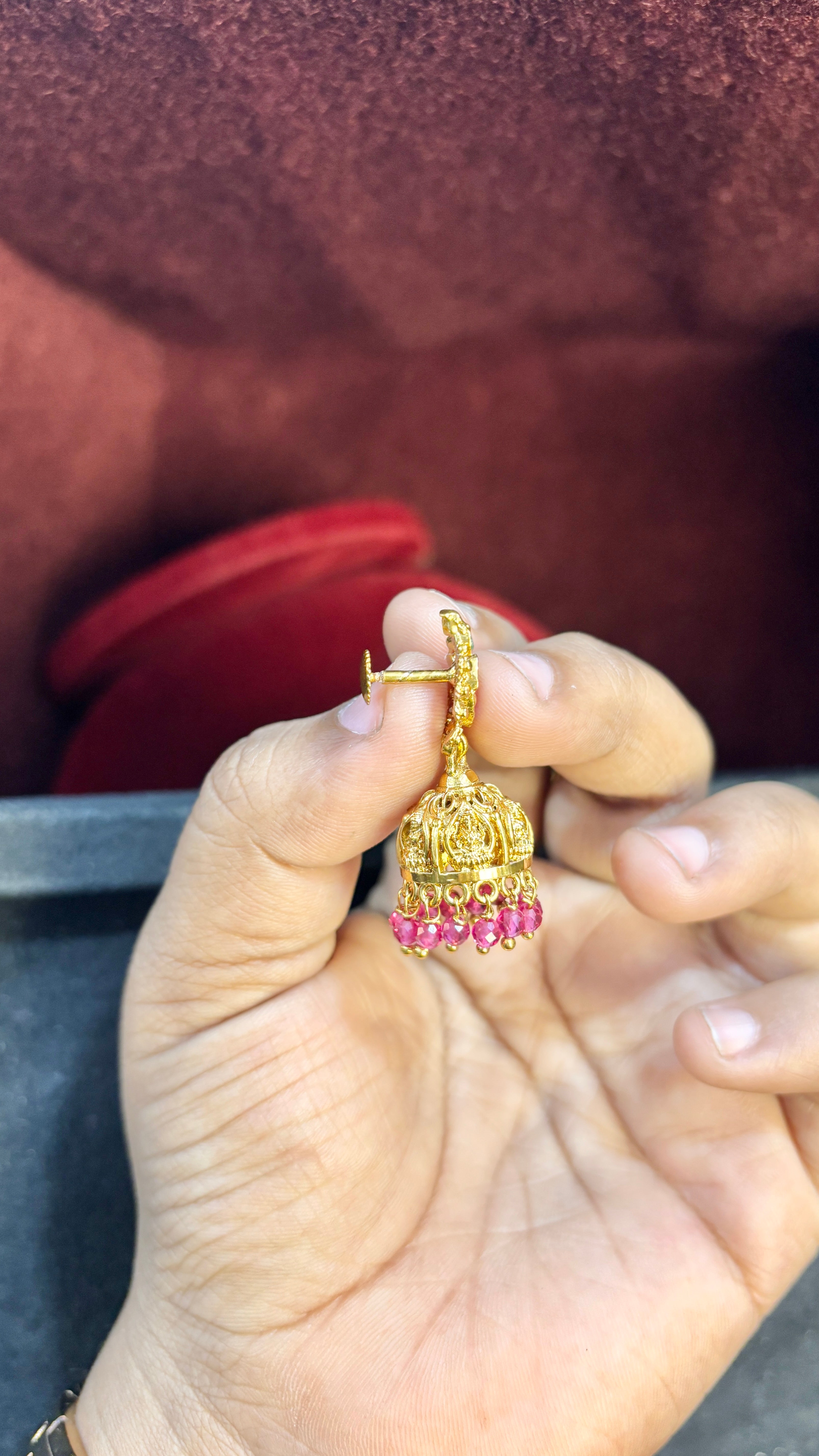 Pink Laxmi Jhumka (Medium)