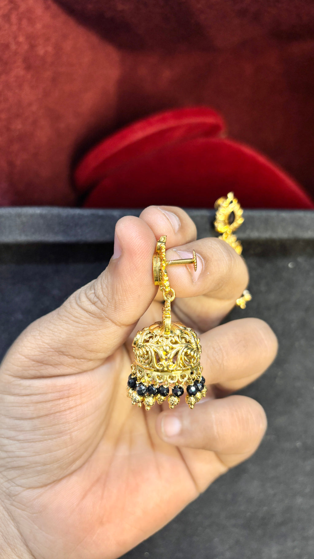 Black Beads Jhumka (Big)