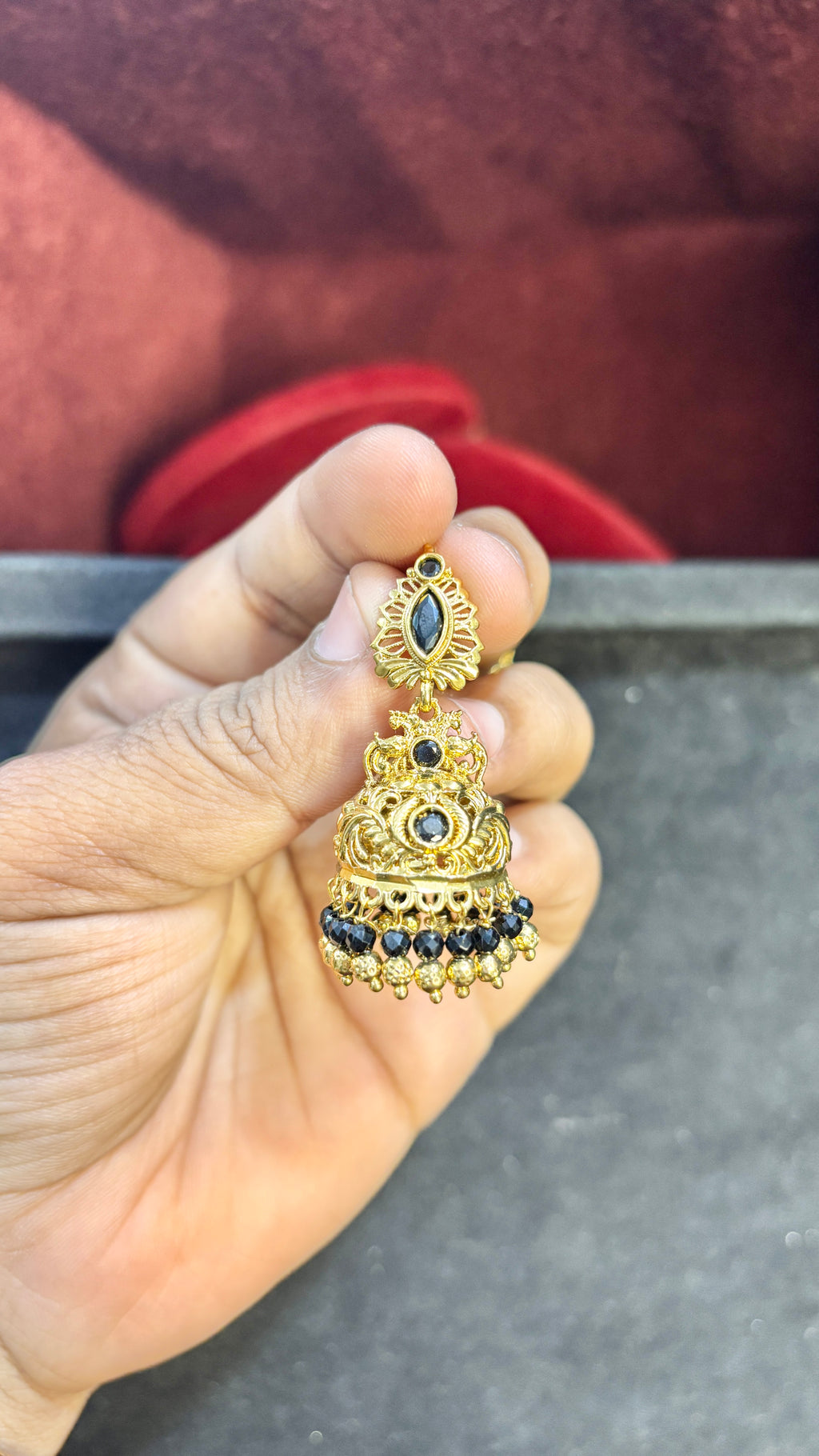 Black Beads Jhumka (Big)