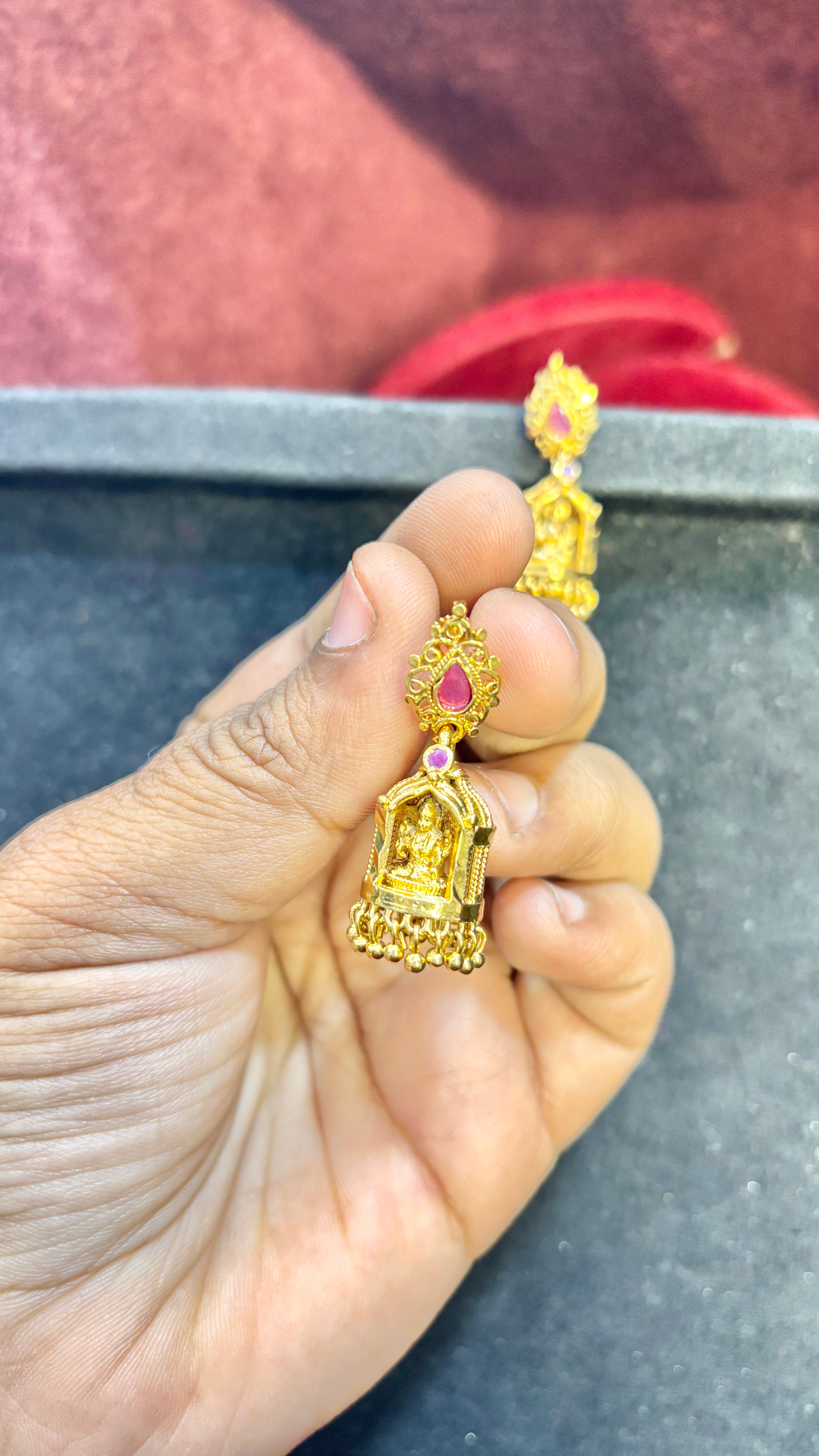 Pink Panjaram Jhumka (Medium)