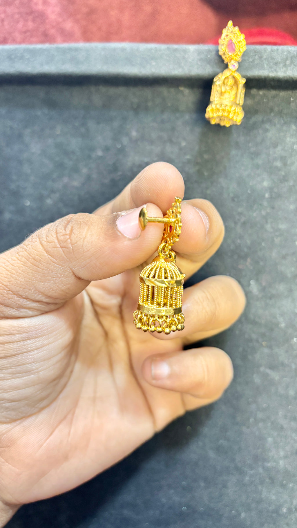 Pink Panjaram Jhumka (Medium)