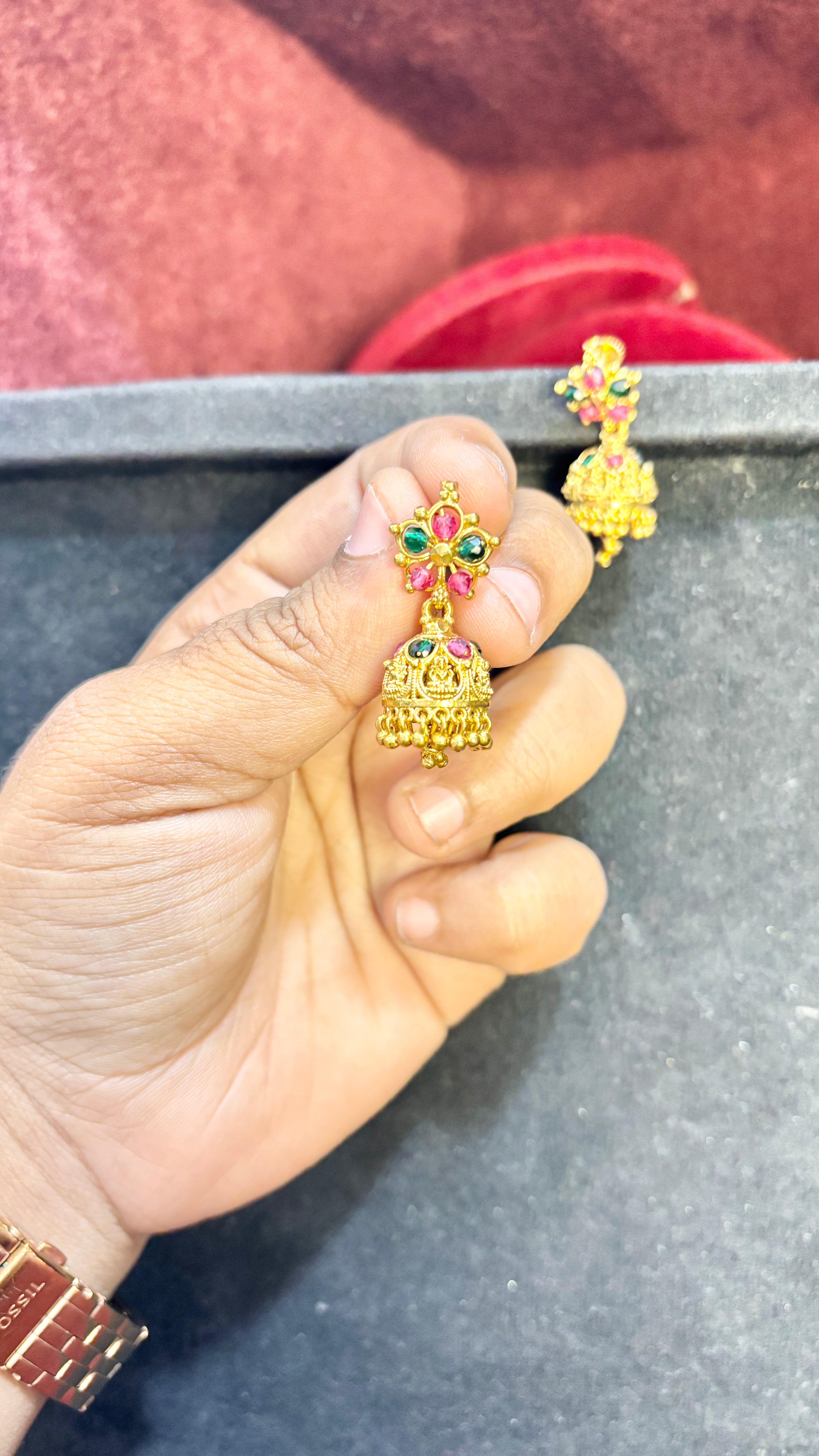 Multi Beads Laxmi Devi Jhumka (Medium)