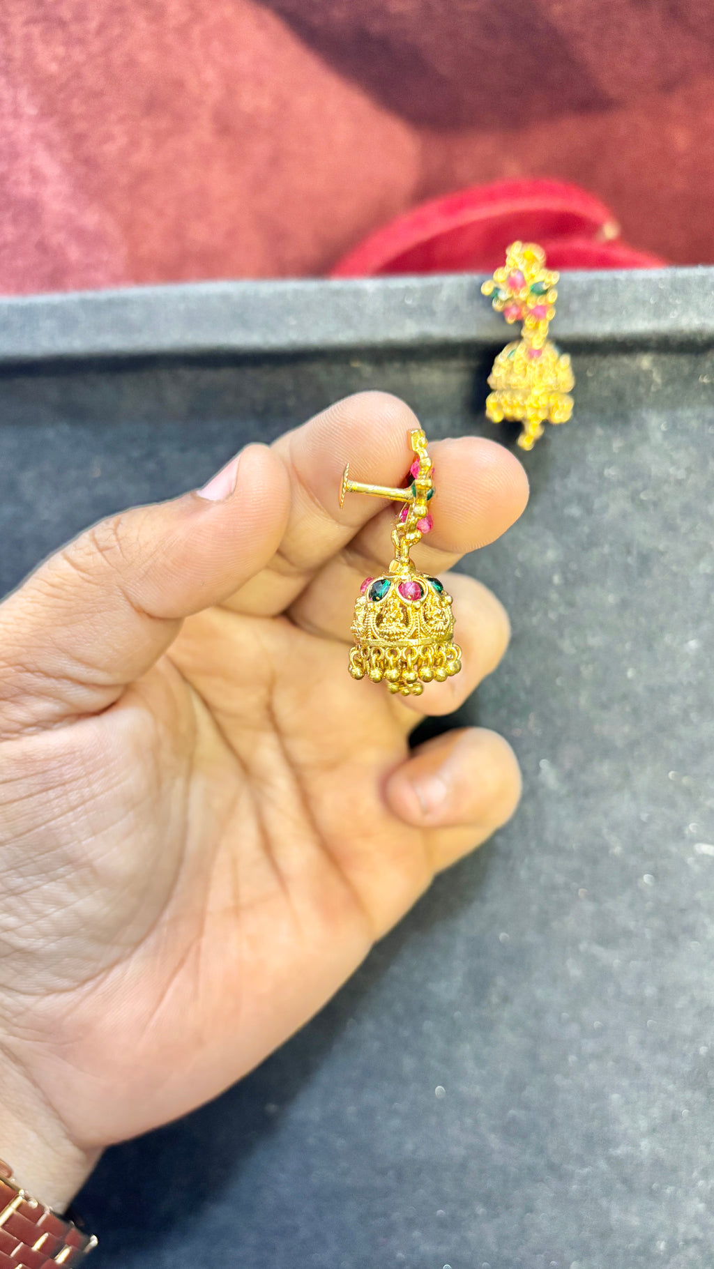 Multi Beads Laxmi Devi Jhumka (Medium)