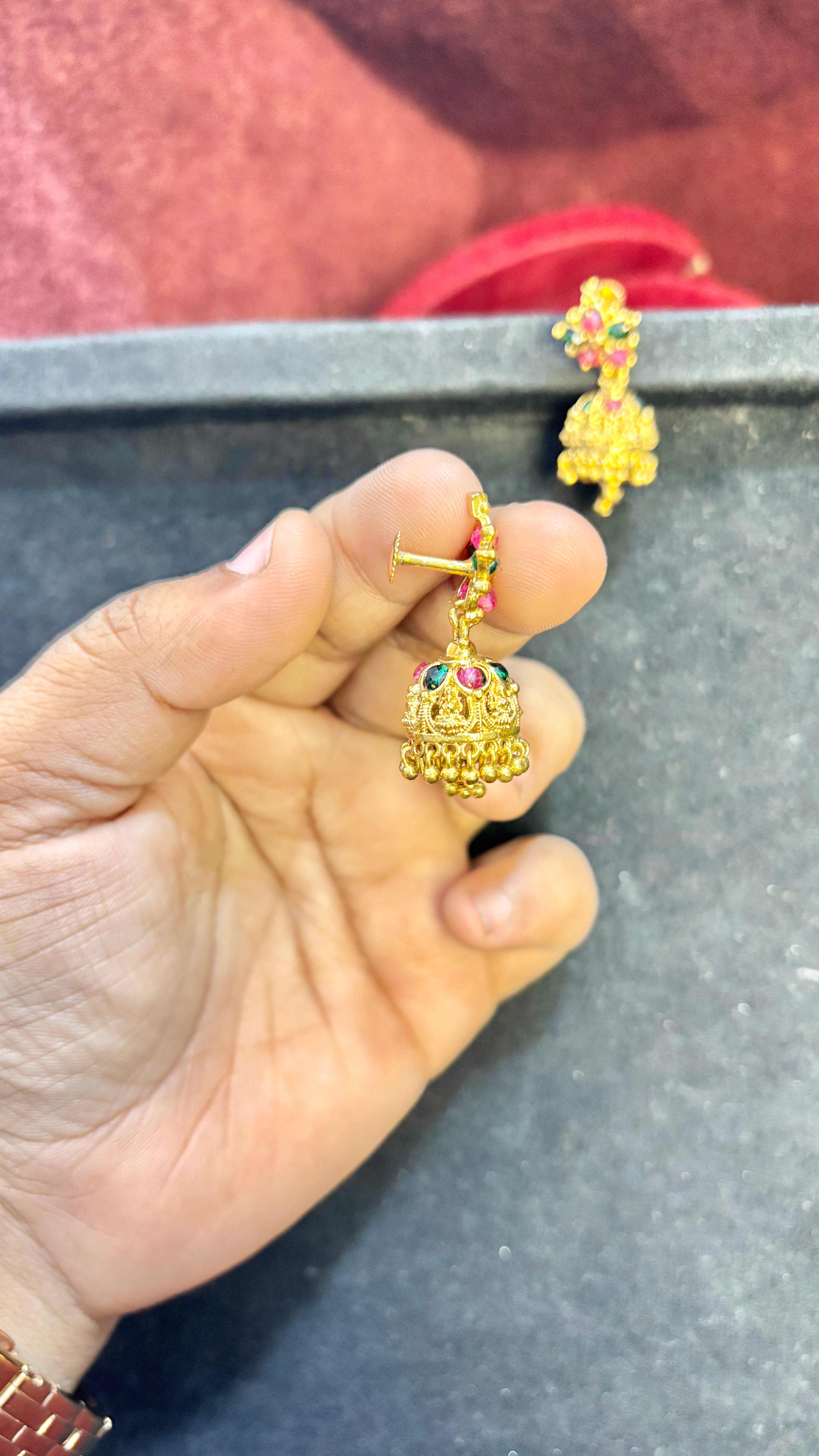 Multi Beads Laxmi Devi Jhumka (Medium)