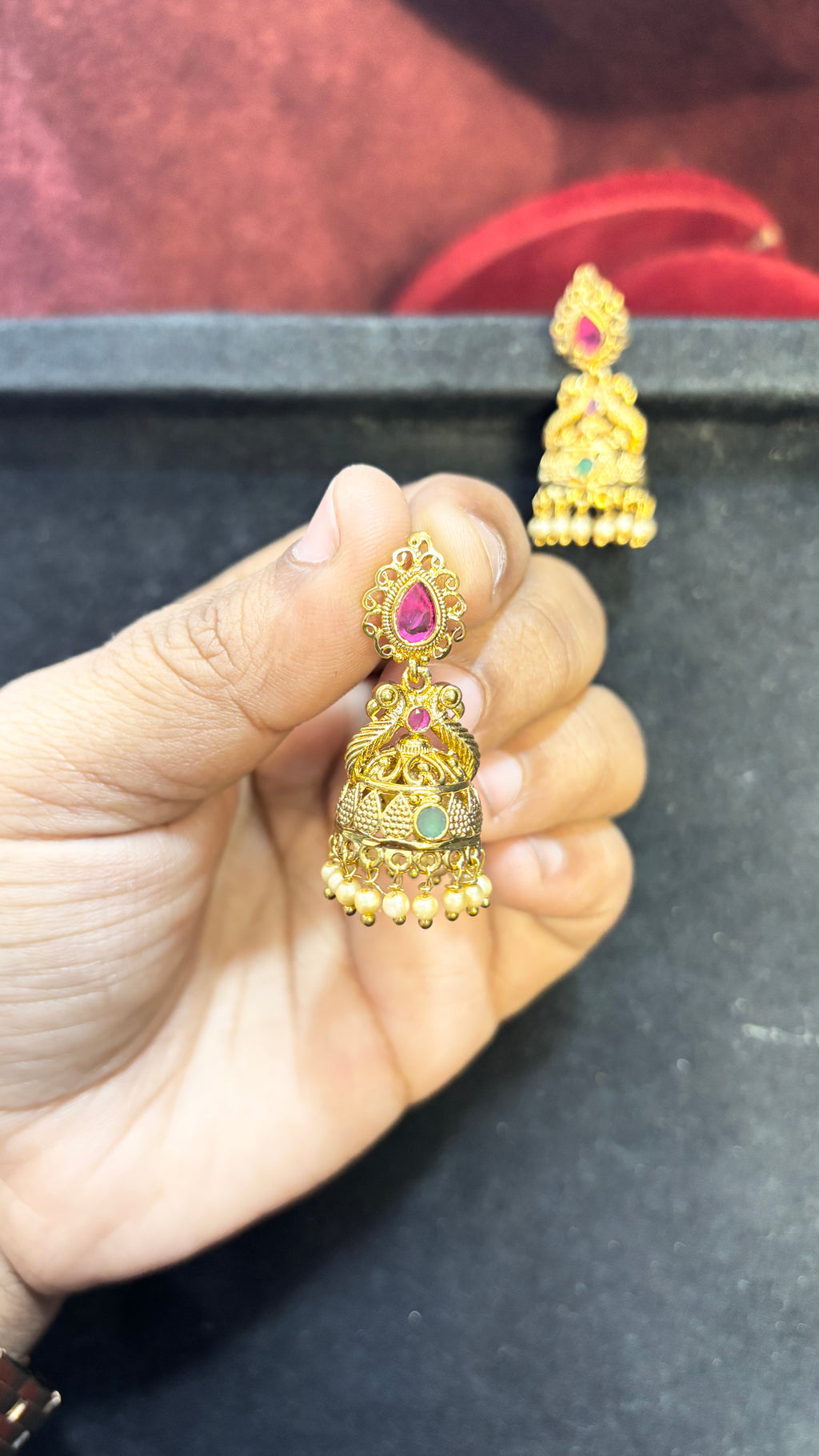 Pearl Peacock Jhumka (Big)