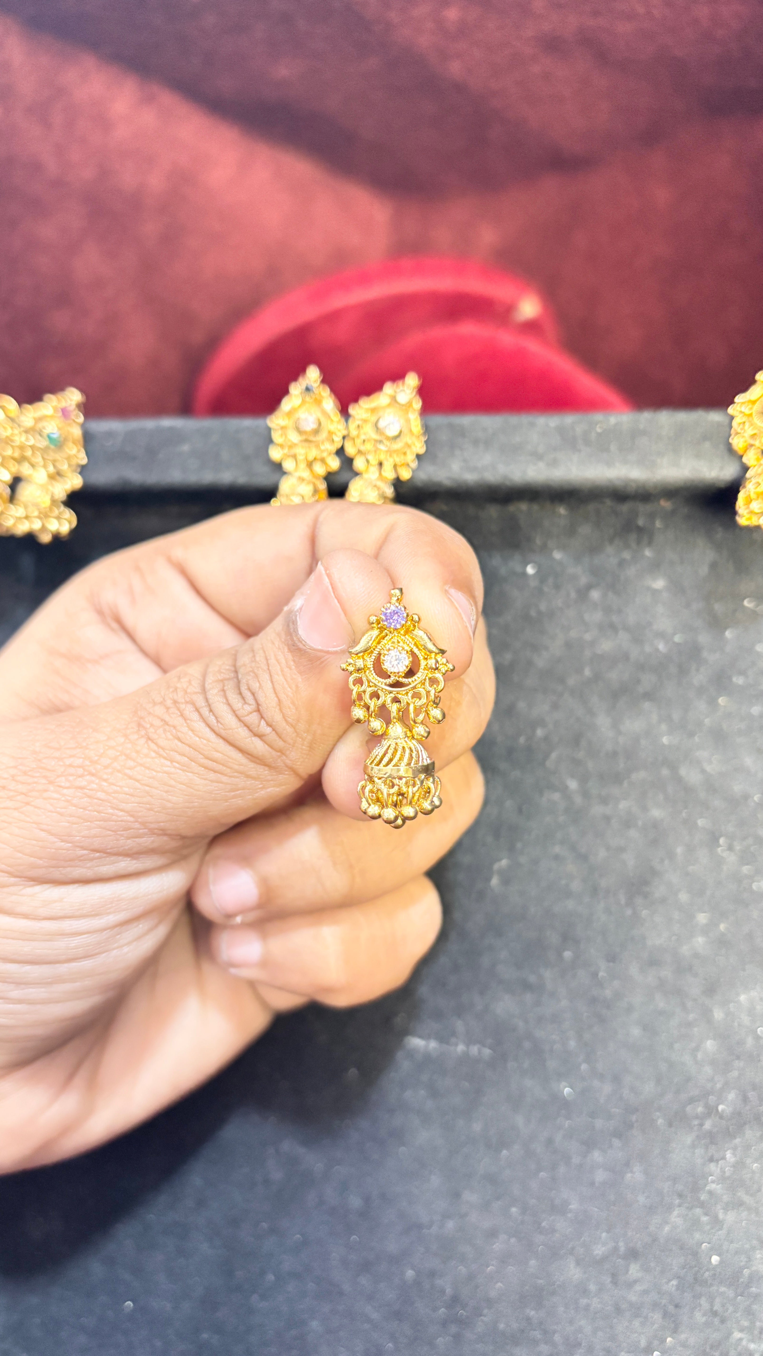 Lavender Stud Jhumka 2 (Small)