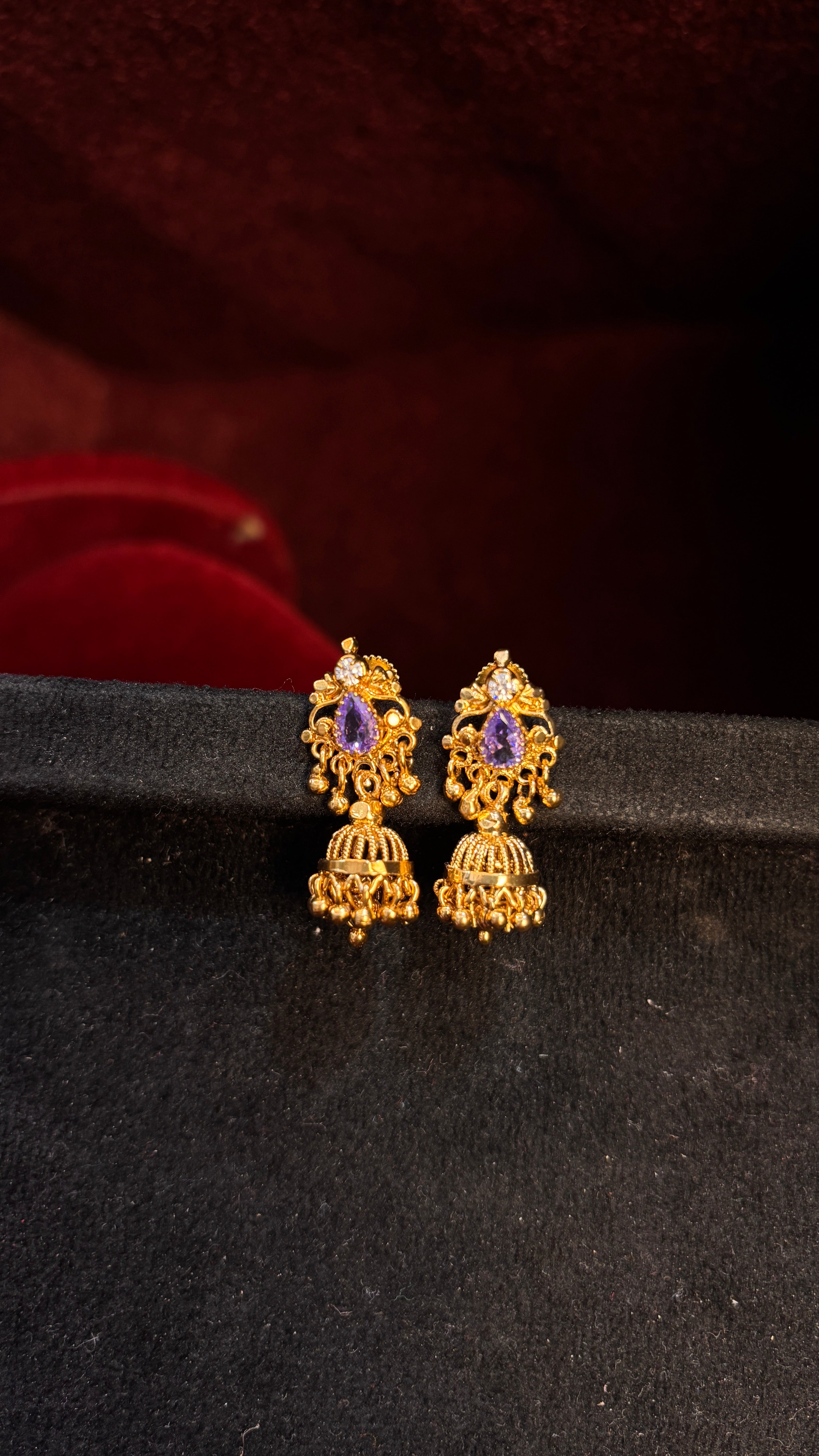 Lavender Stone Stud Jhumka (small)