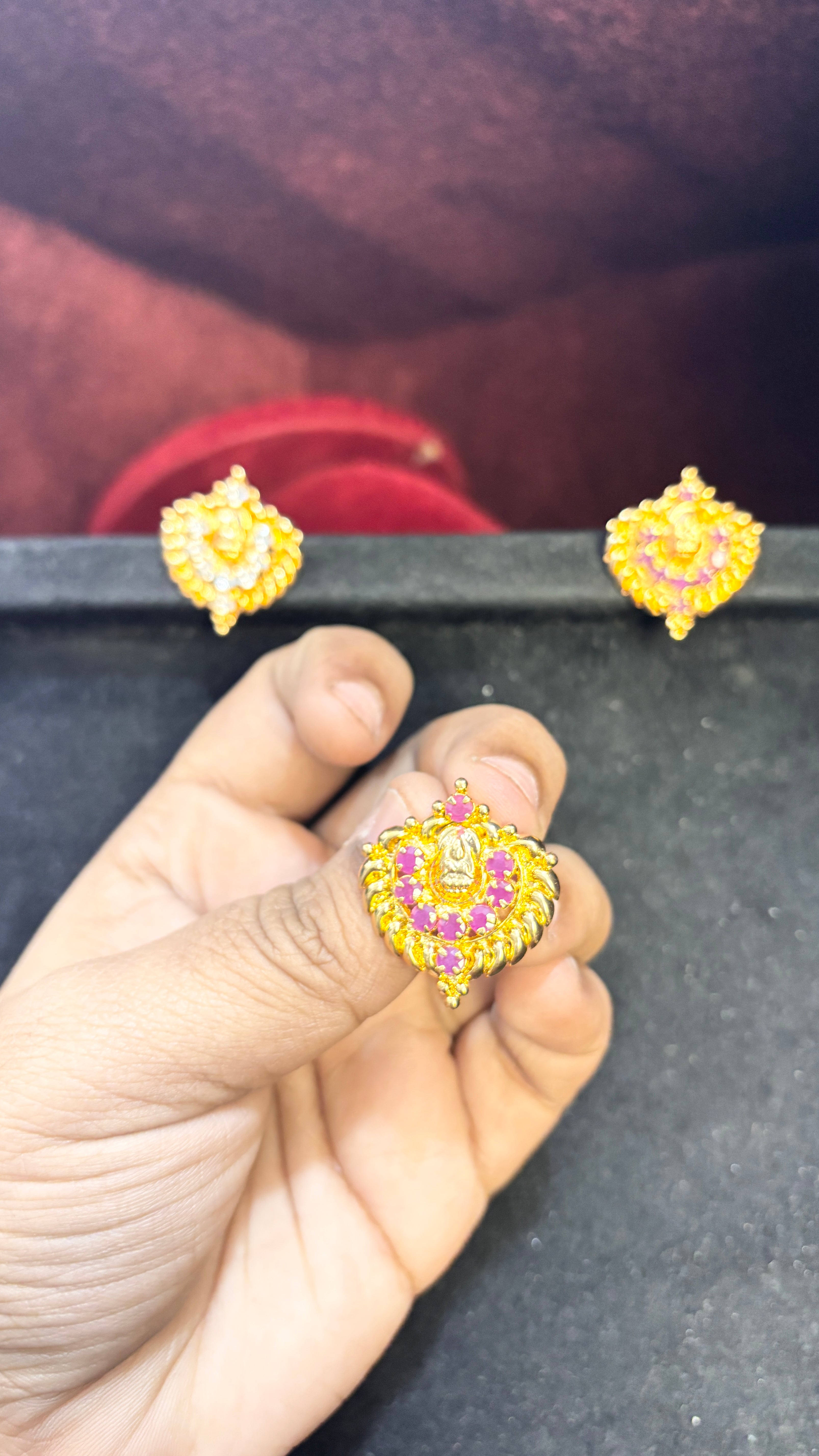 Laxmi Devi Pink Studs (Big)