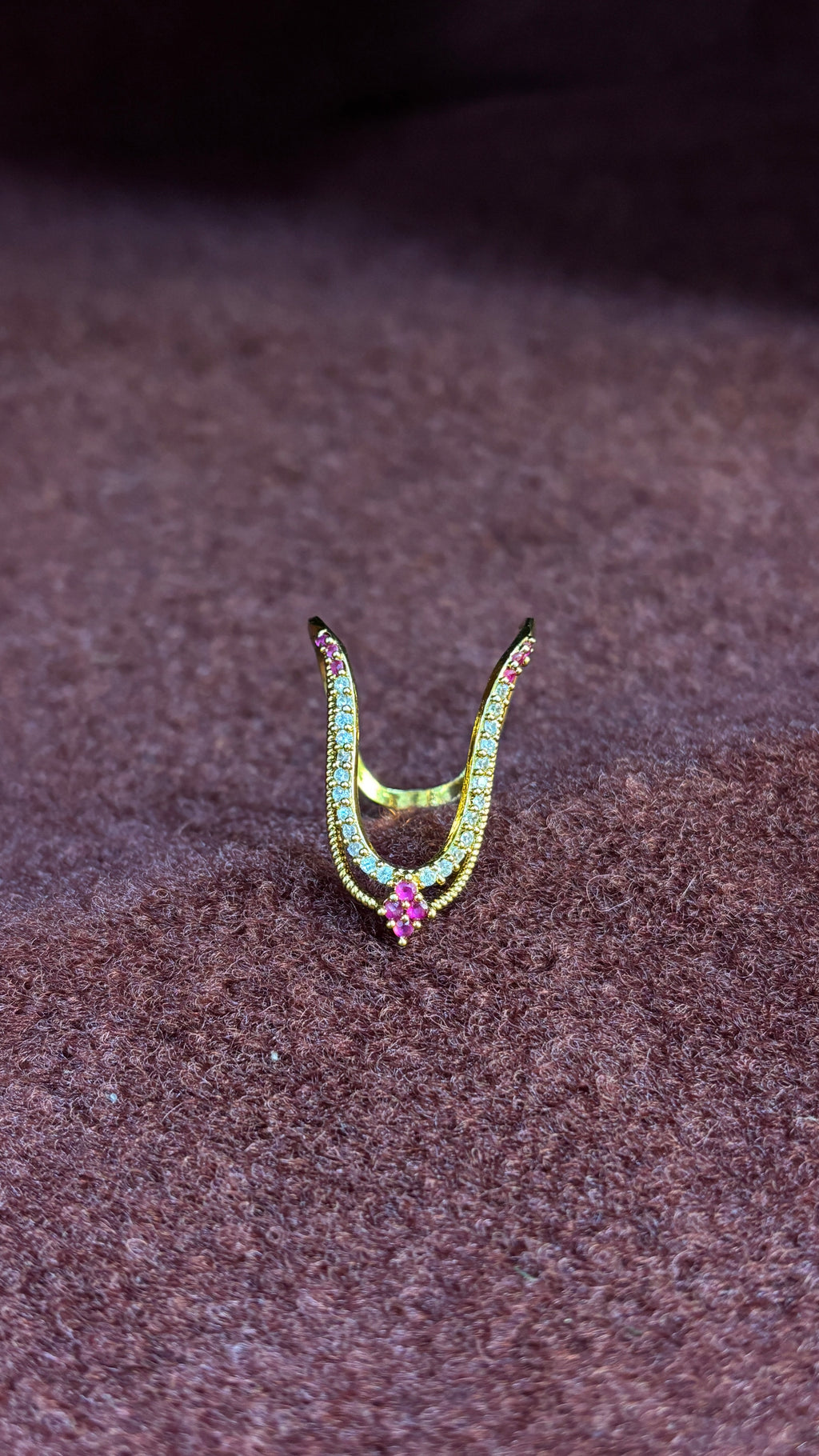 Pink & White stone Vanki Ring