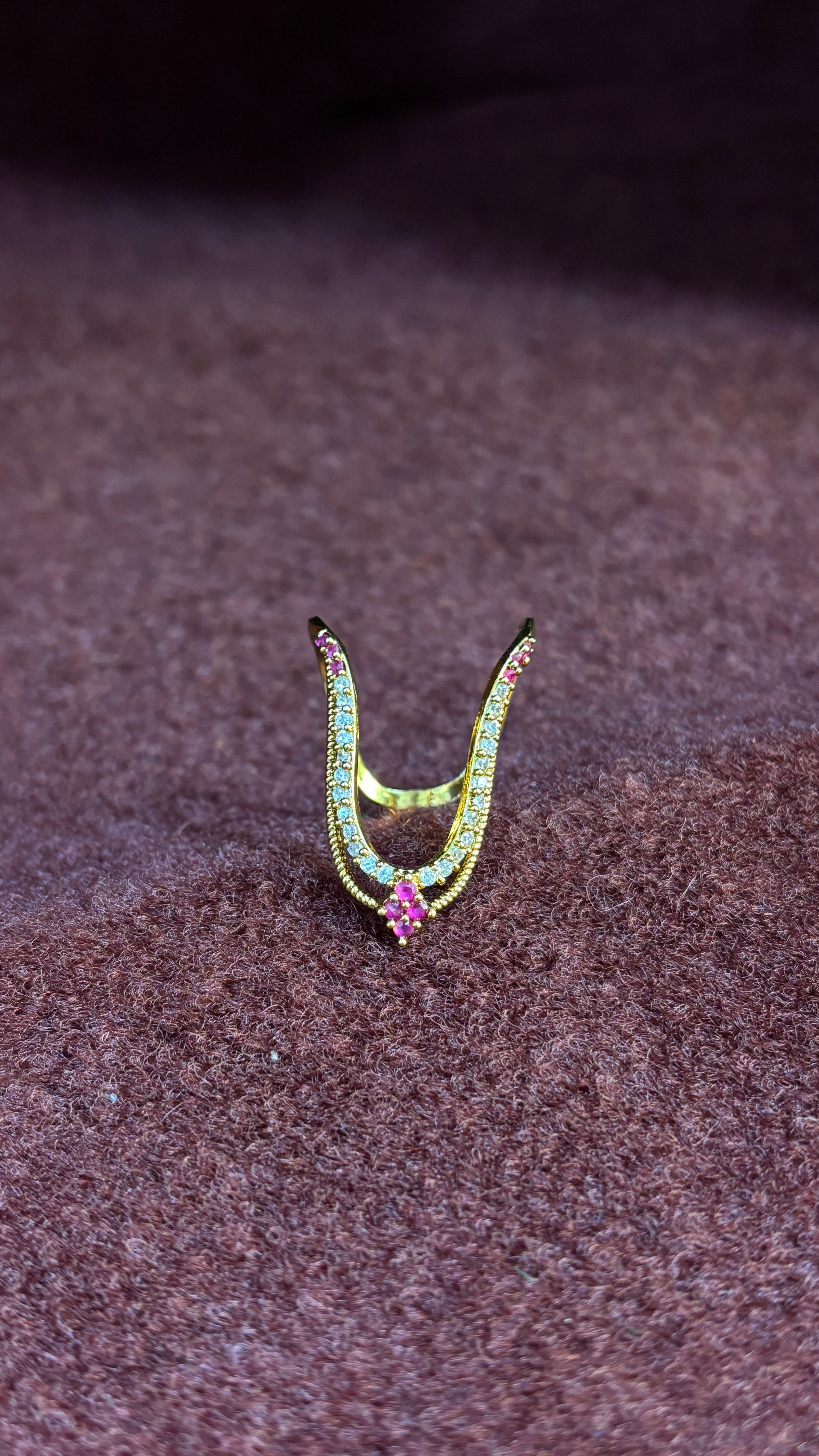 Pink & White stone Vanki Ring