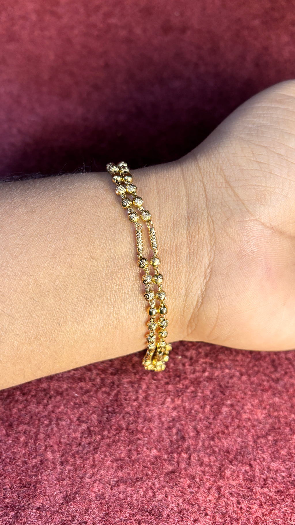 Double line gold bead bracelet