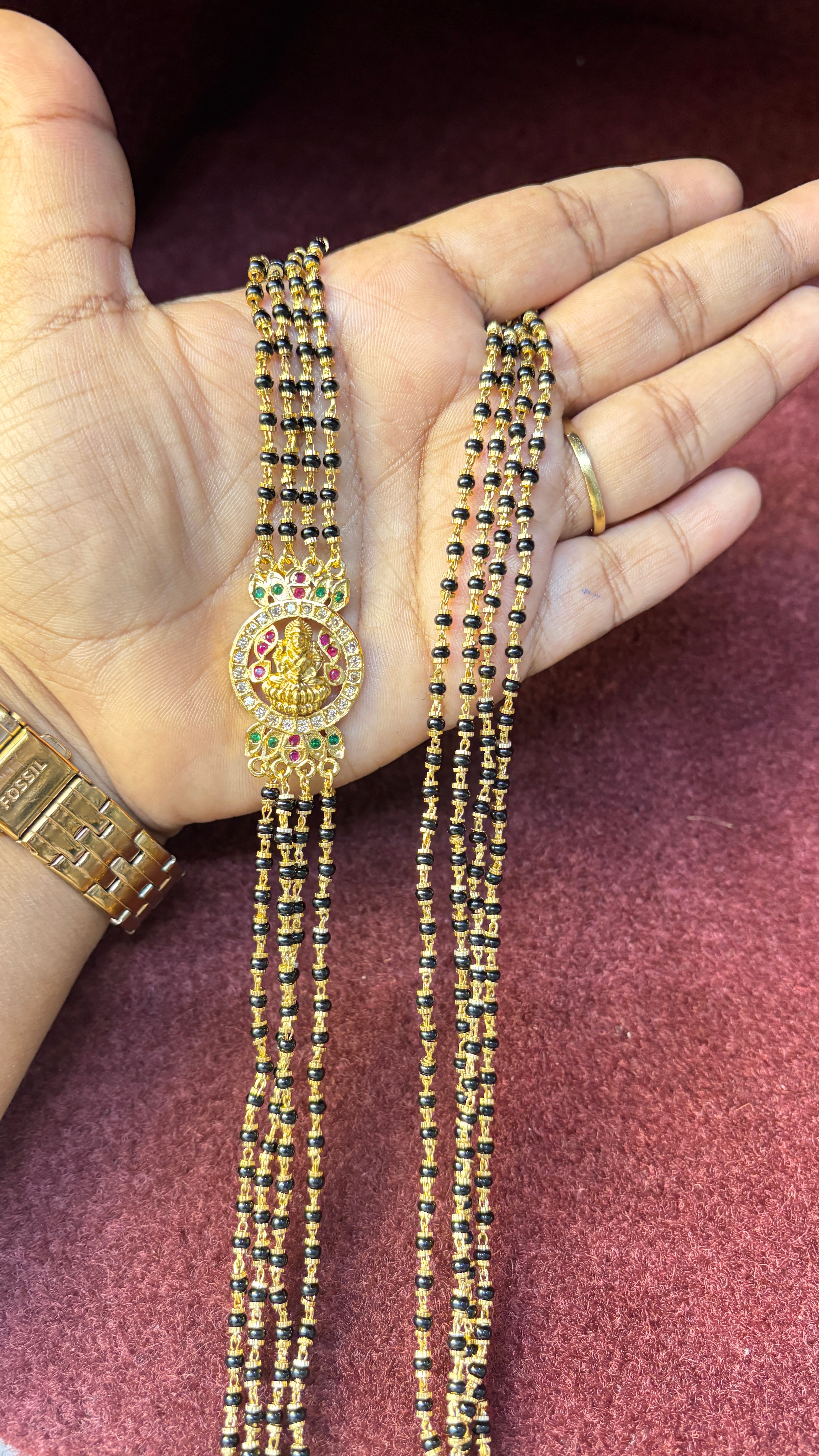 Laxmi Mata Black Beads Chandraharam SRJCH01