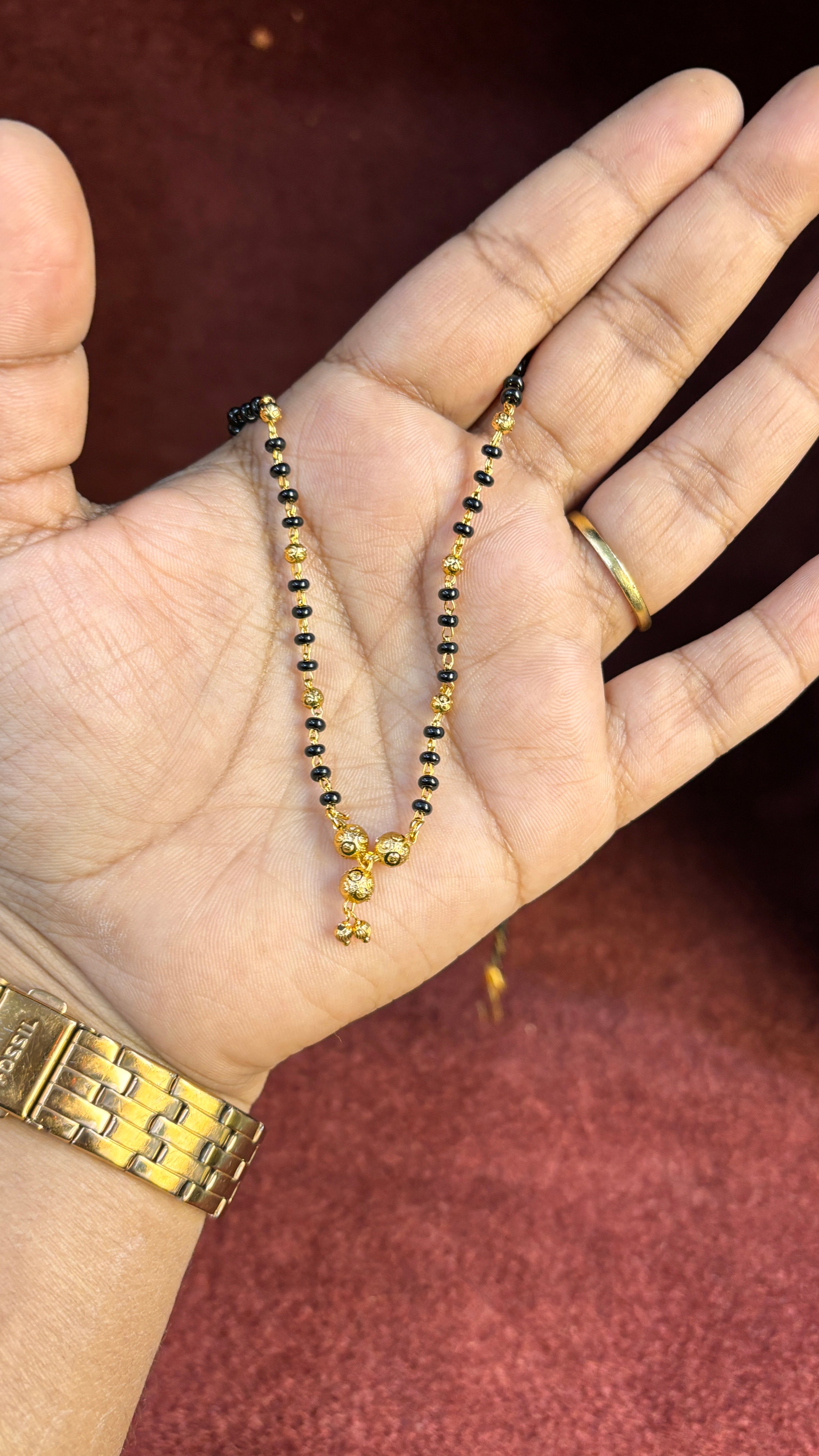 Single Line Ball Black Beads SRJBB02