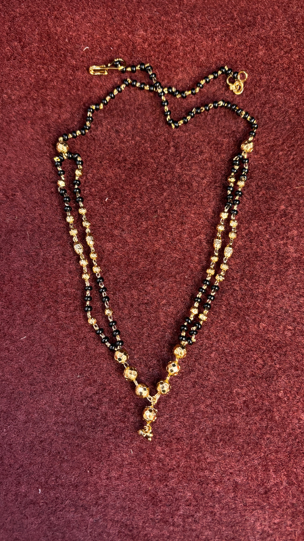 Double Line Gold Ball Black Beads SRJBB03