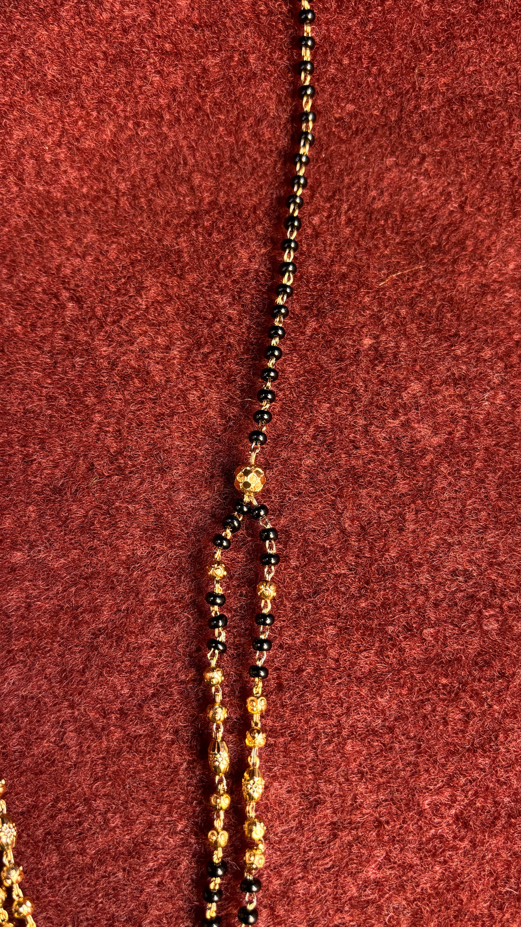 Double Line Gold Ball Black Beads SRJBB03