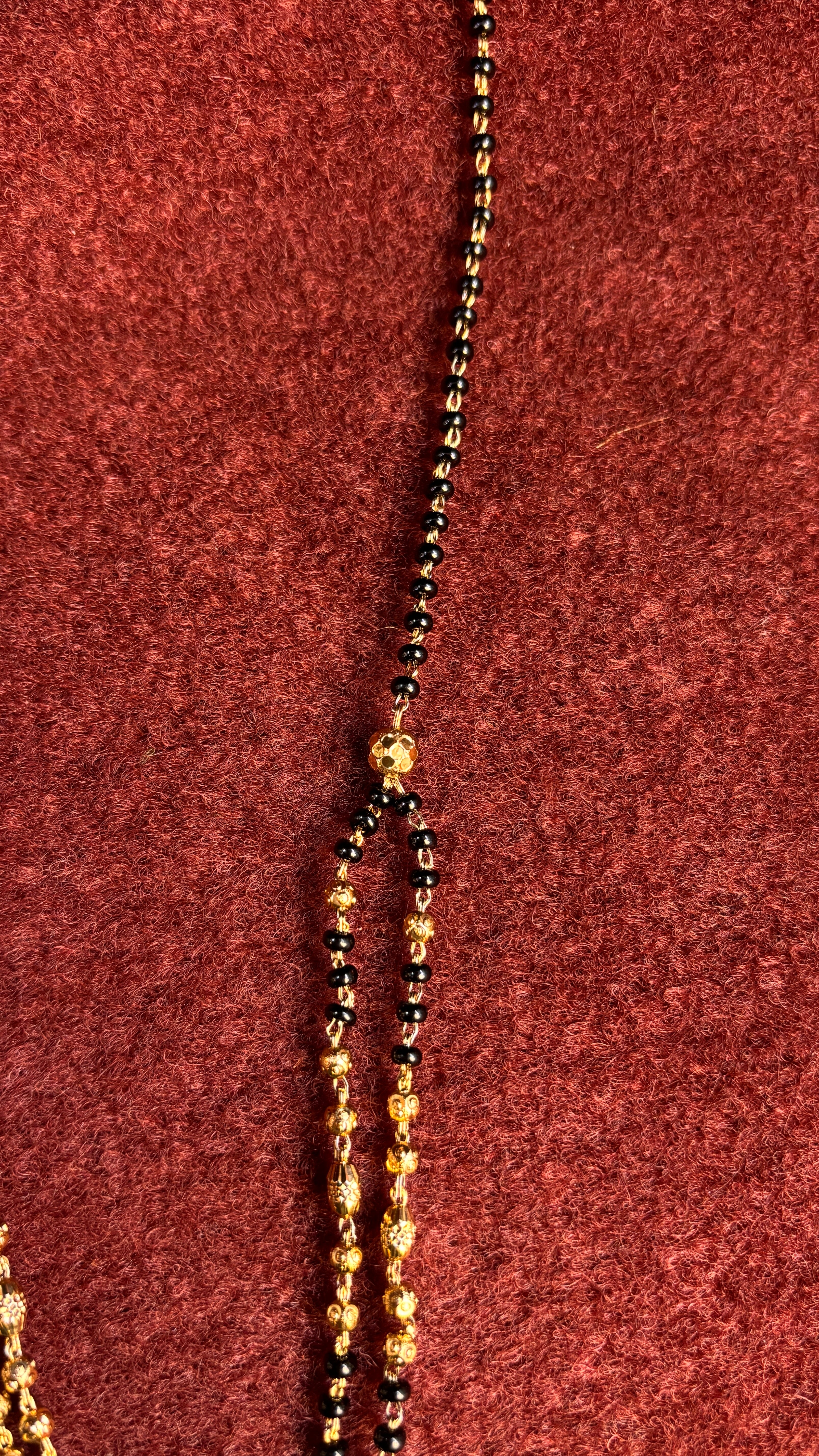 Double Line Gold Ball Black Beads SRJBB03