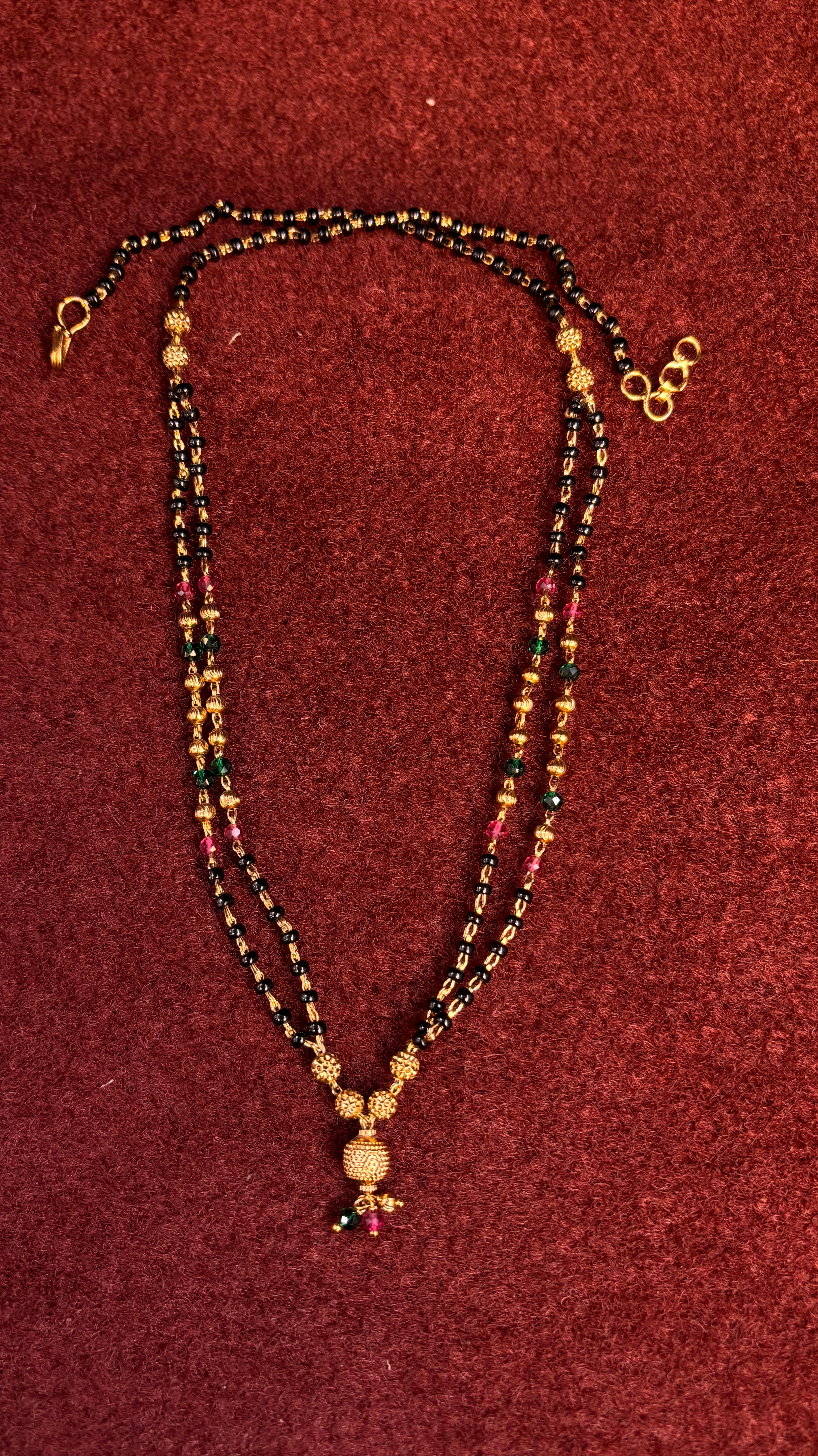 Double Line Black Beads SRJBB04