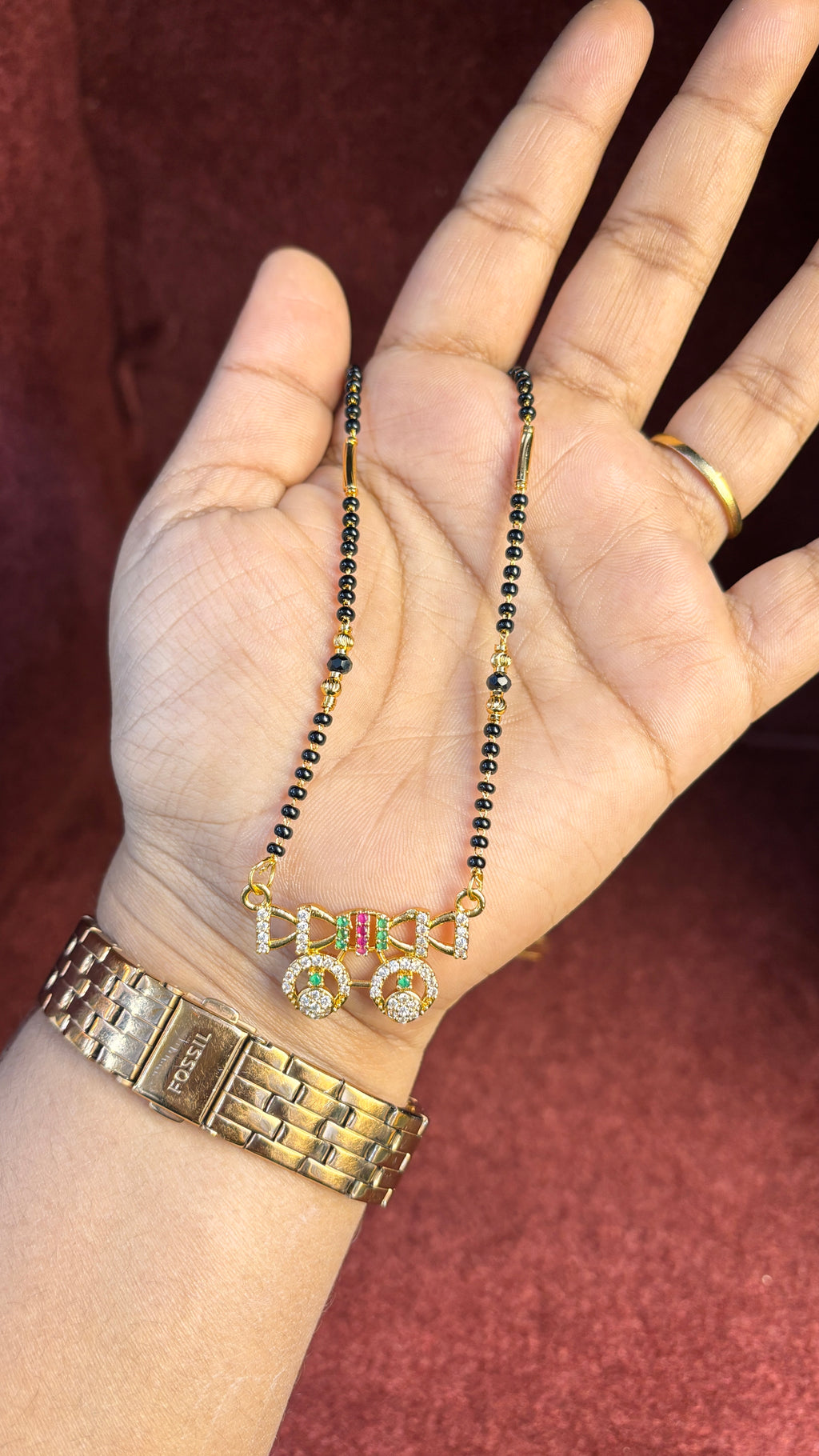 Single Line Black Beads SRJBB08