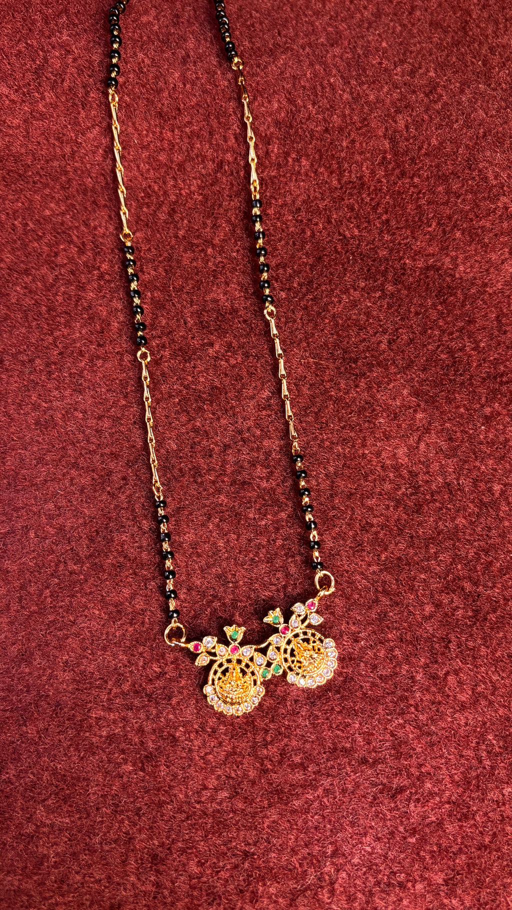 Laxmi Maata Single line Black Beads SRJBB09
