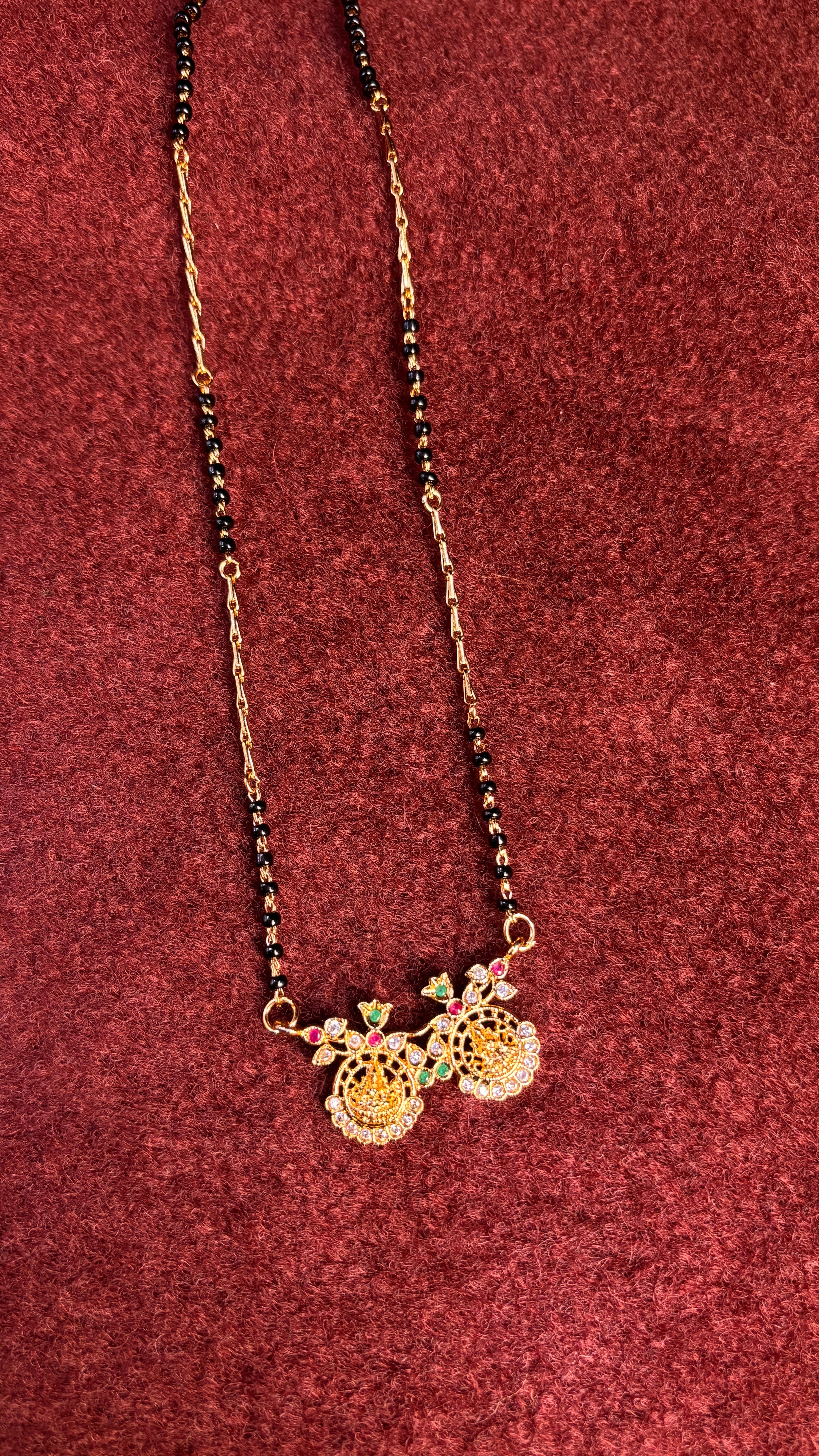 Laxmi Maata Single line Black Beads SRJBB09