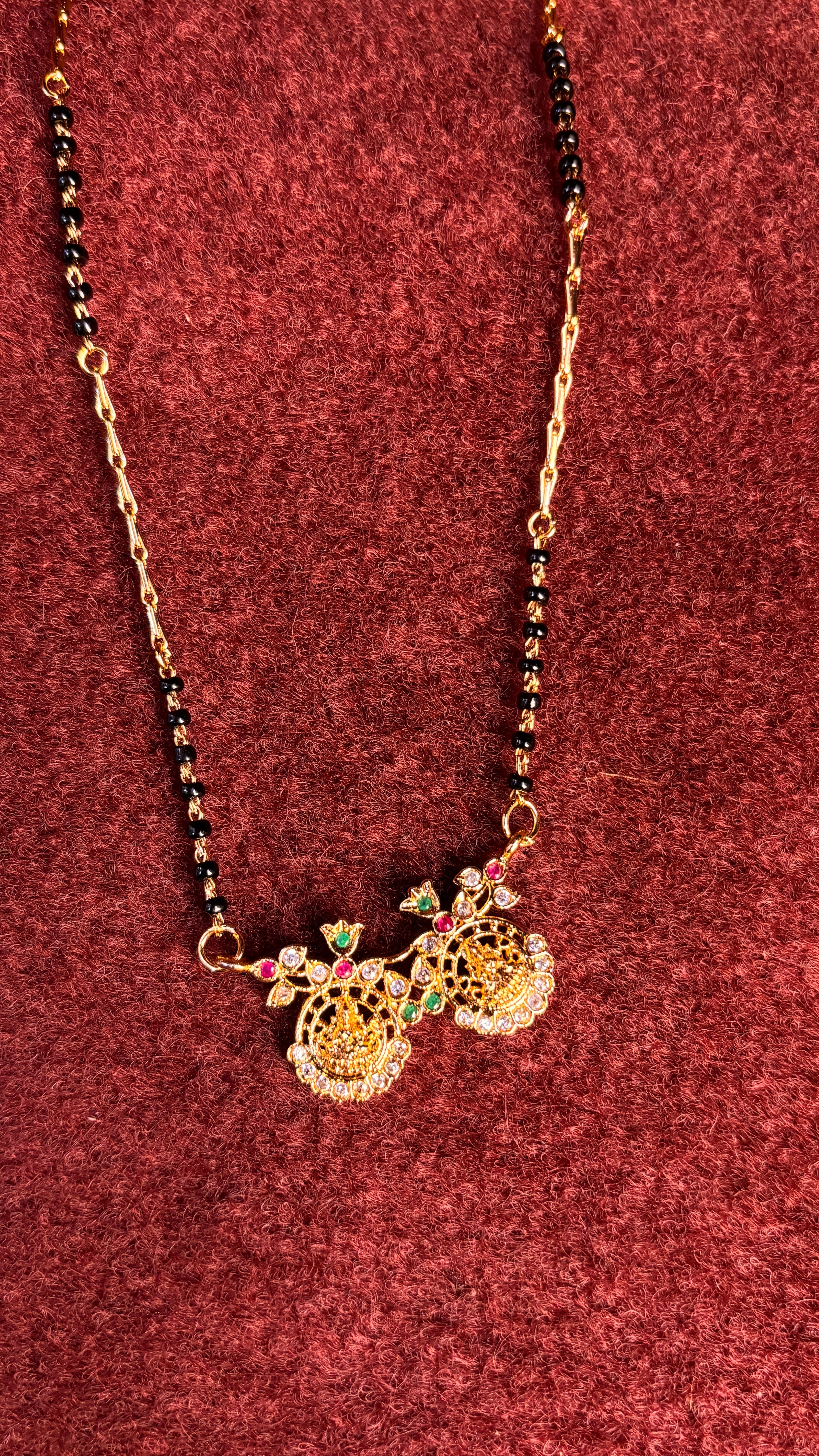 Laxmi Maata Single line Black Beads SRJBB09