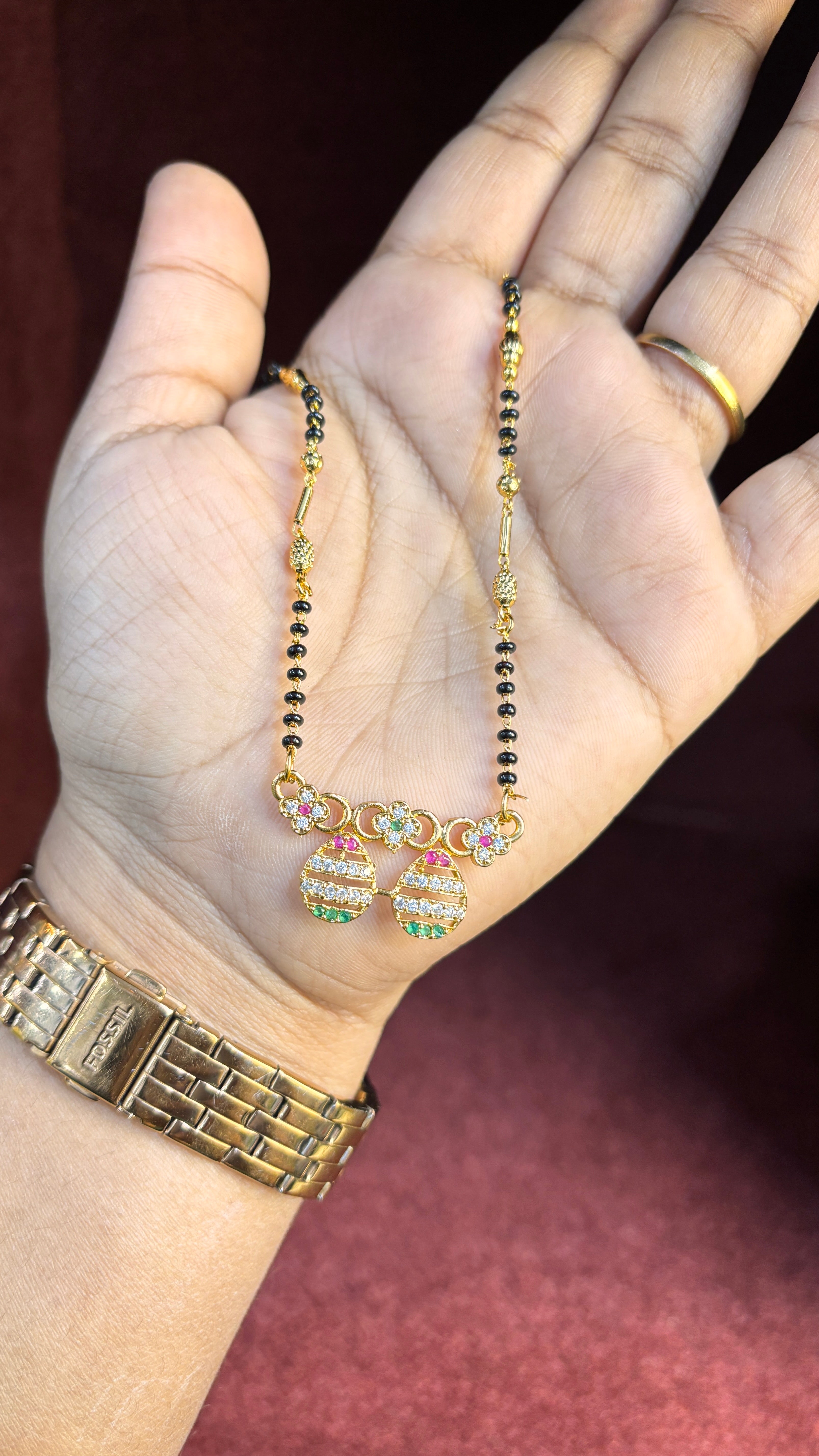 Single Line Black Beads SRJBB11