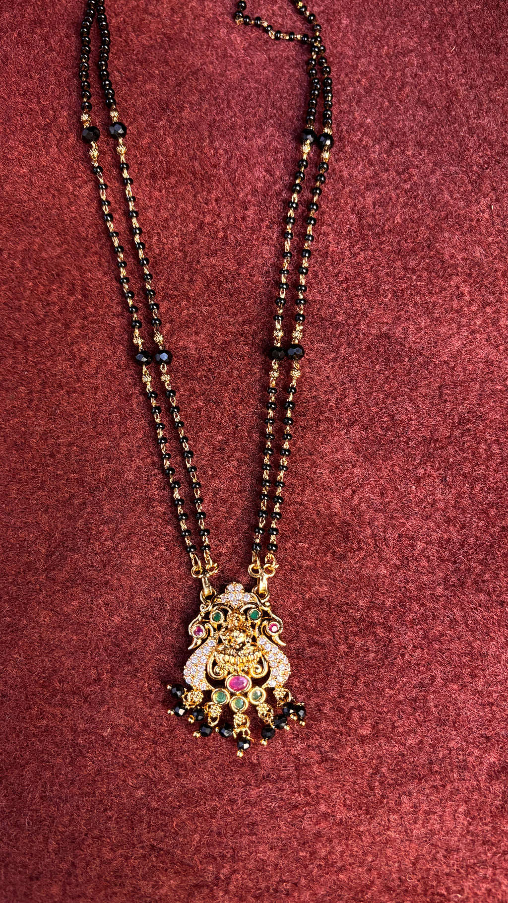 Laxmi Maata 2 Line Black Beads SRJBB13