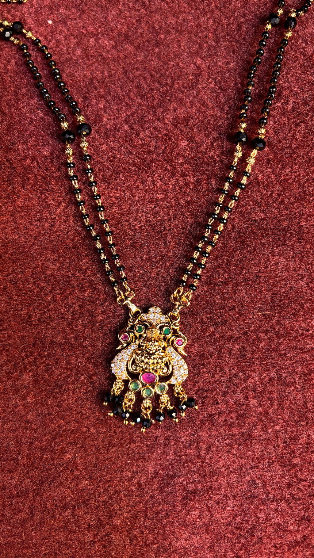 Laxmi Maata 2 Line Black Beads SRJBB13