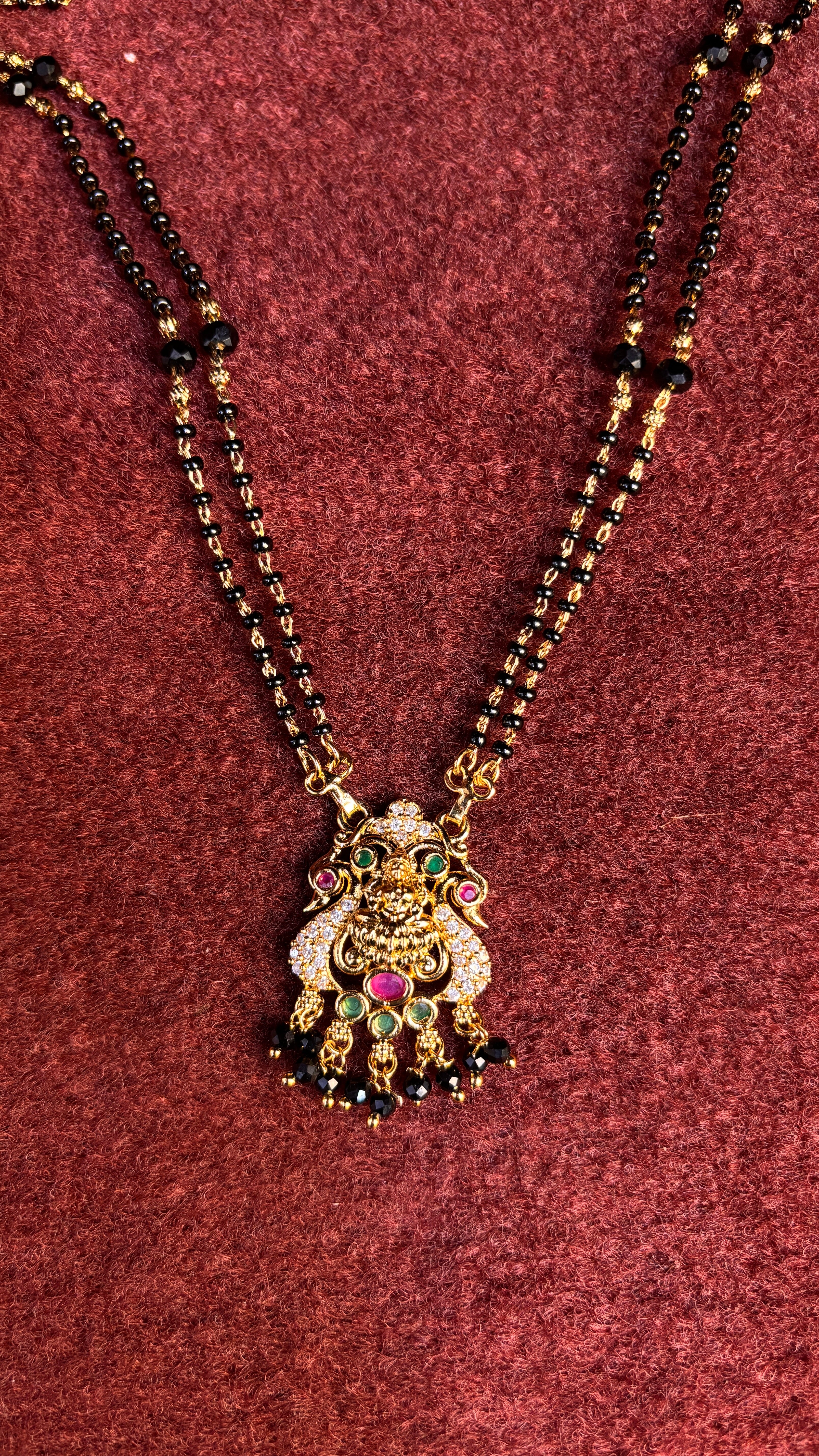 Laxmi Maata 2 Line Black Beads SRJBB13