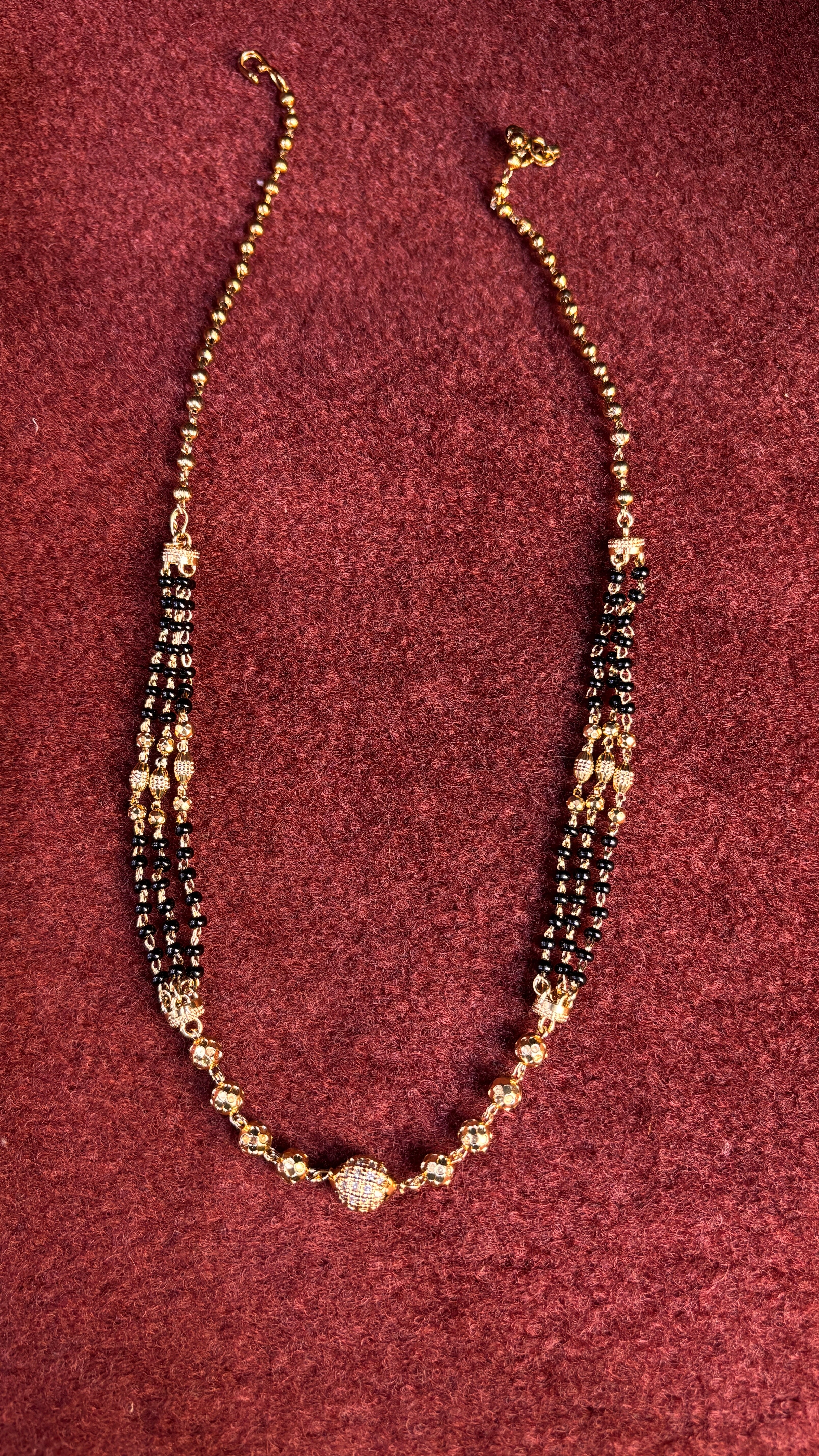 3 Line CZ Ball Black Beads SRJBB17