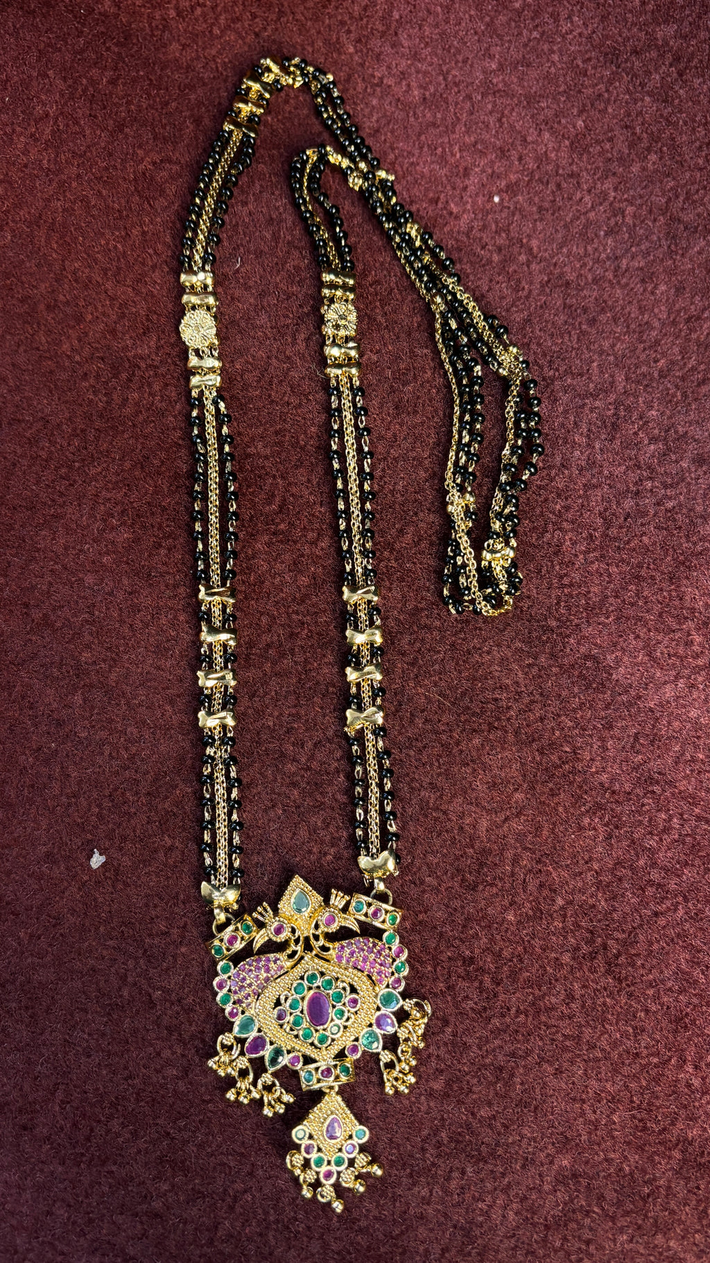 3 Line SR Long Black Beads SRJLBB03