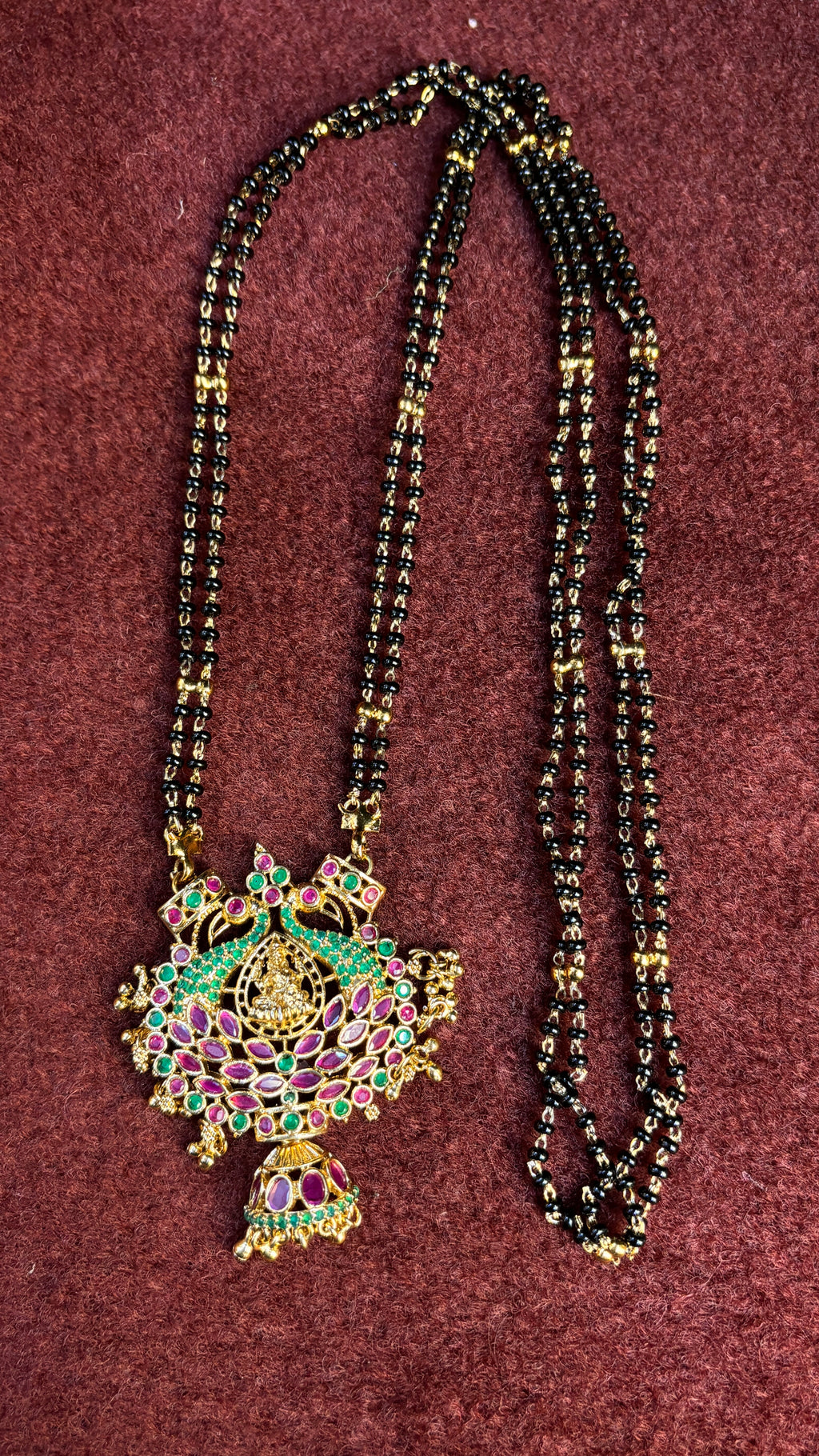 2 Line Long Black Beads SRJLBB04