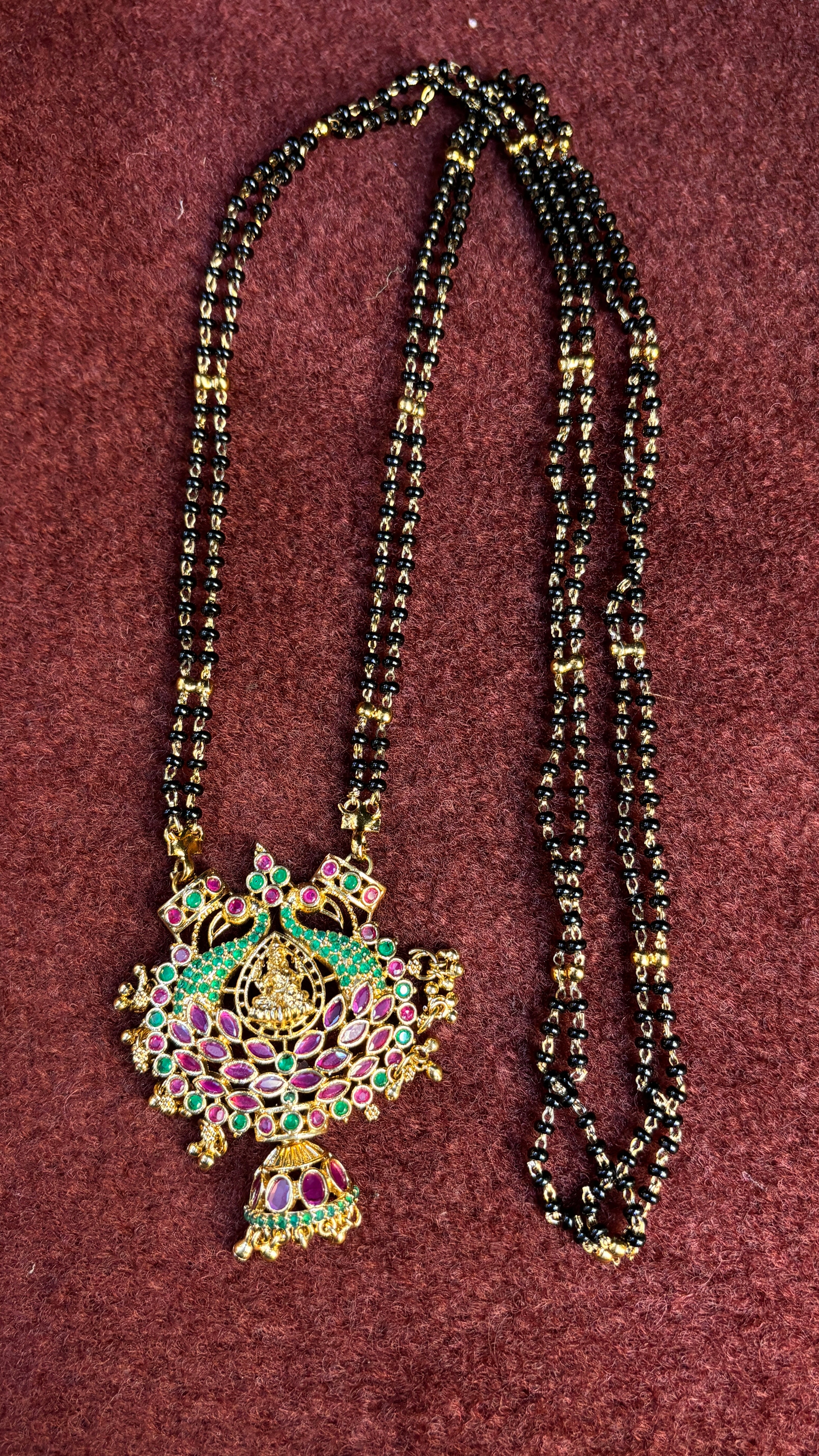 2 Line Long Black Beads SRJLBB04