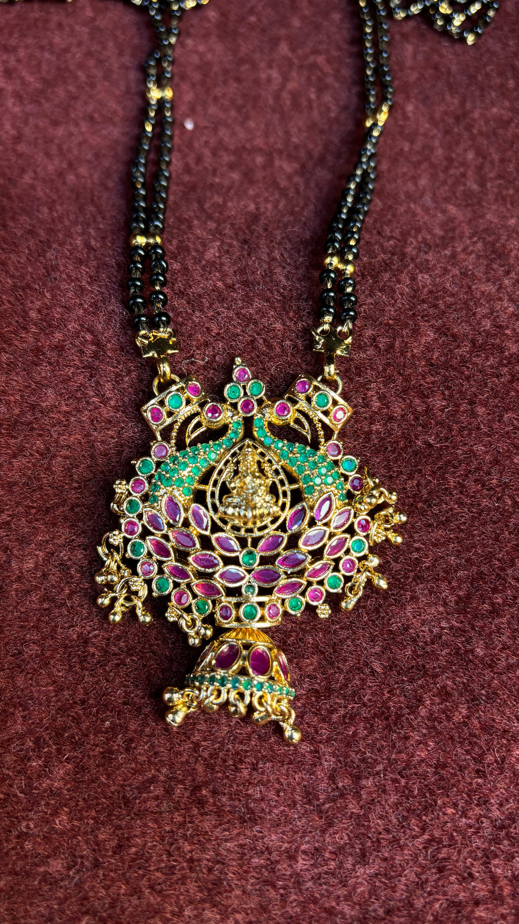 2 Line Long Black Beads SRJLBB04