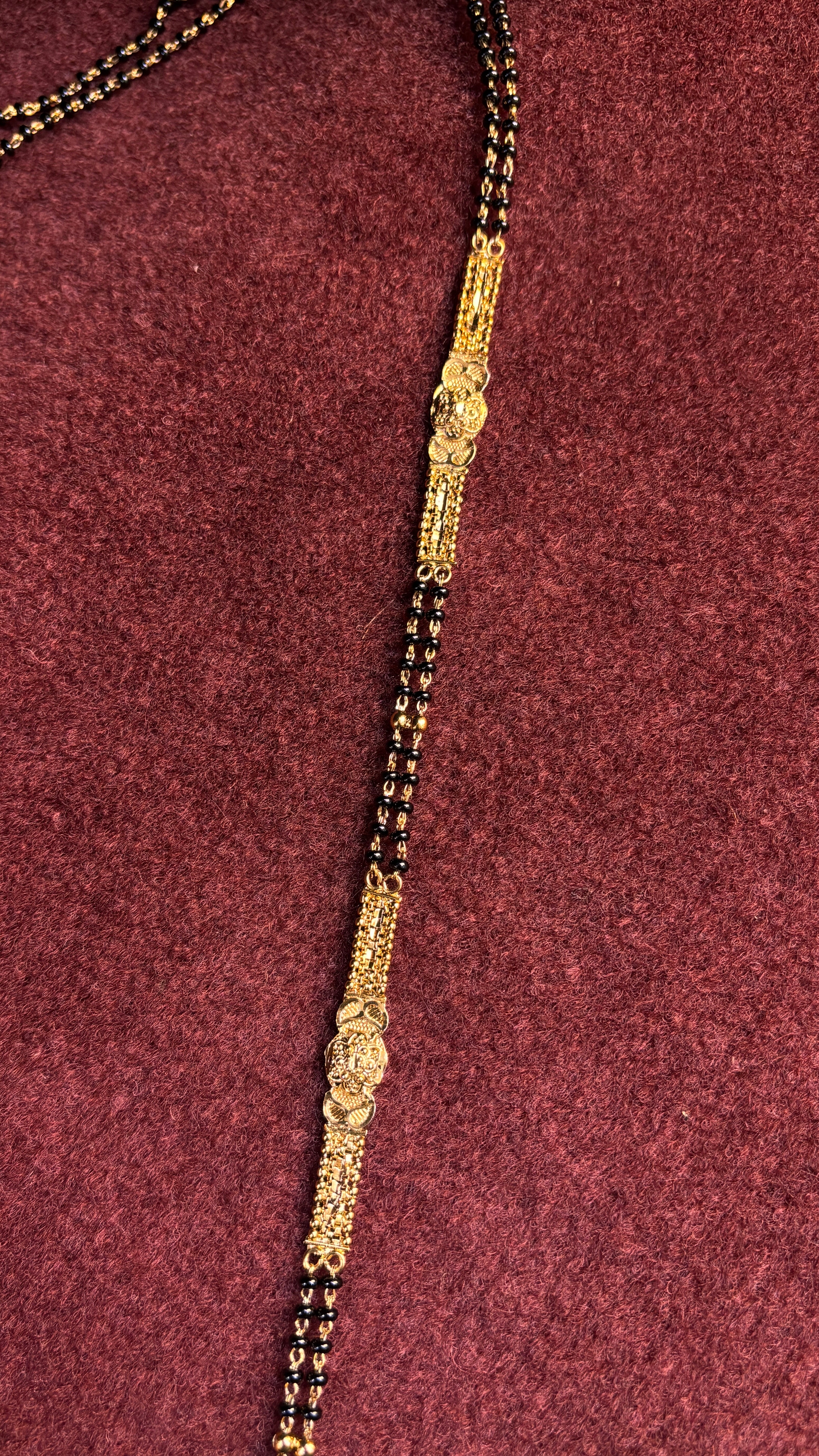 2 Line White Stone Long  Black Beads SRJLBB06