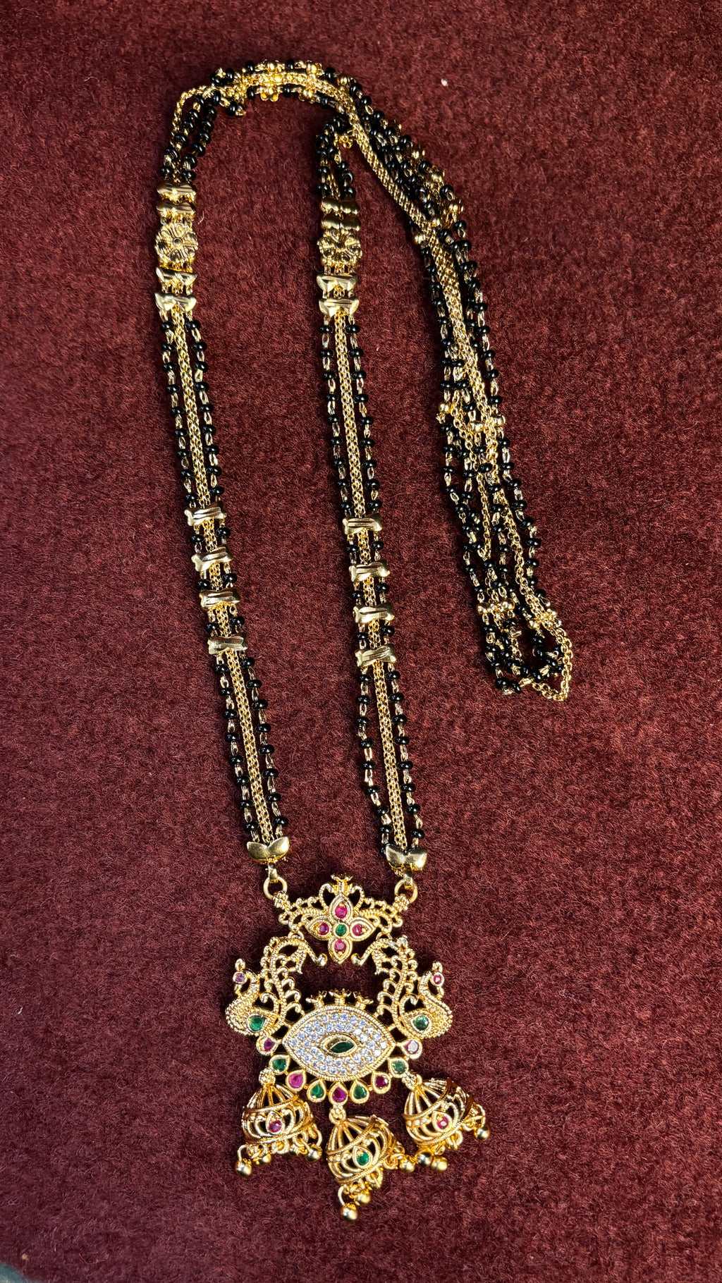 3 Line SR Long Black Beads SRJLBB05