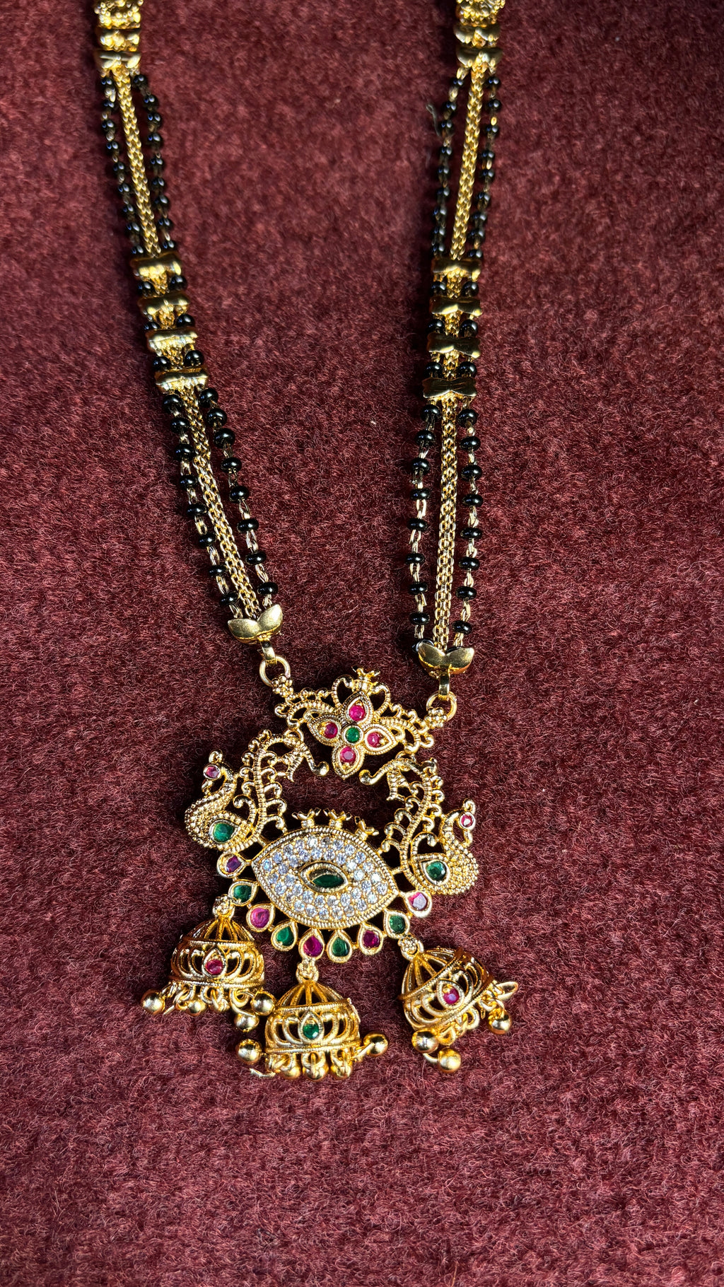 3 Line SR Long Black Beads SRJLBB05