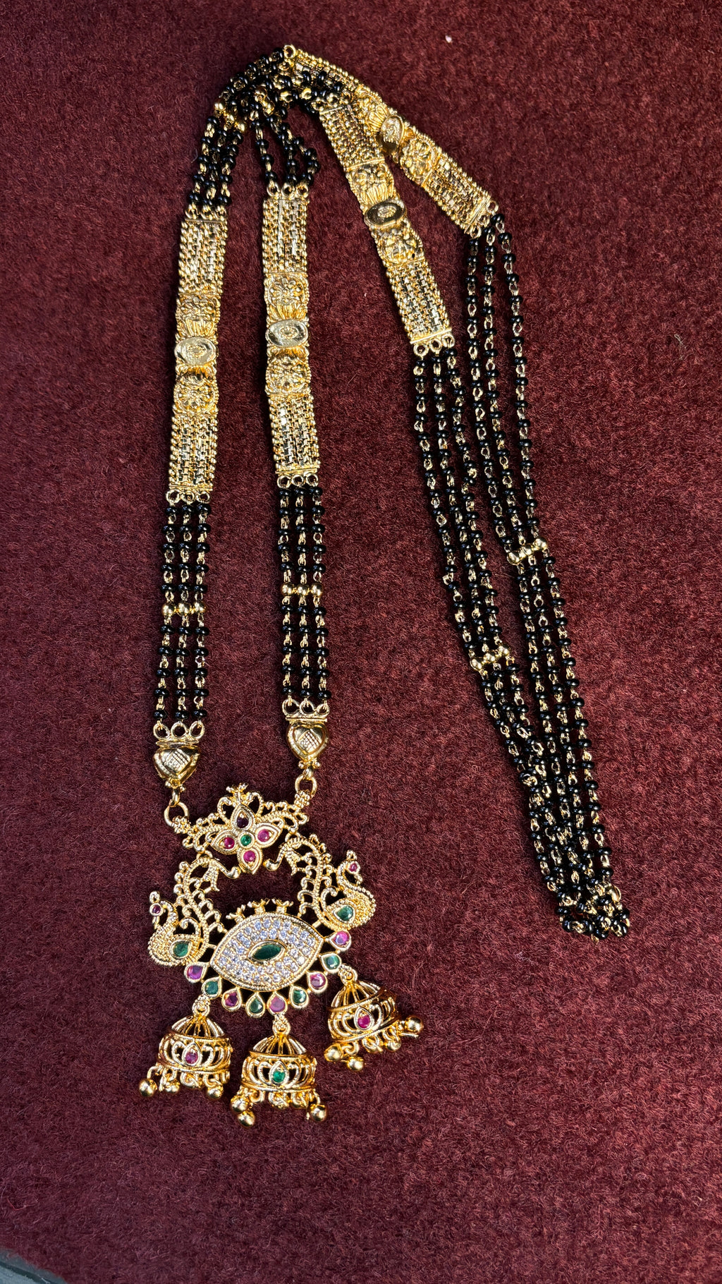 3 Line Patti Black Beads SRJLBB08