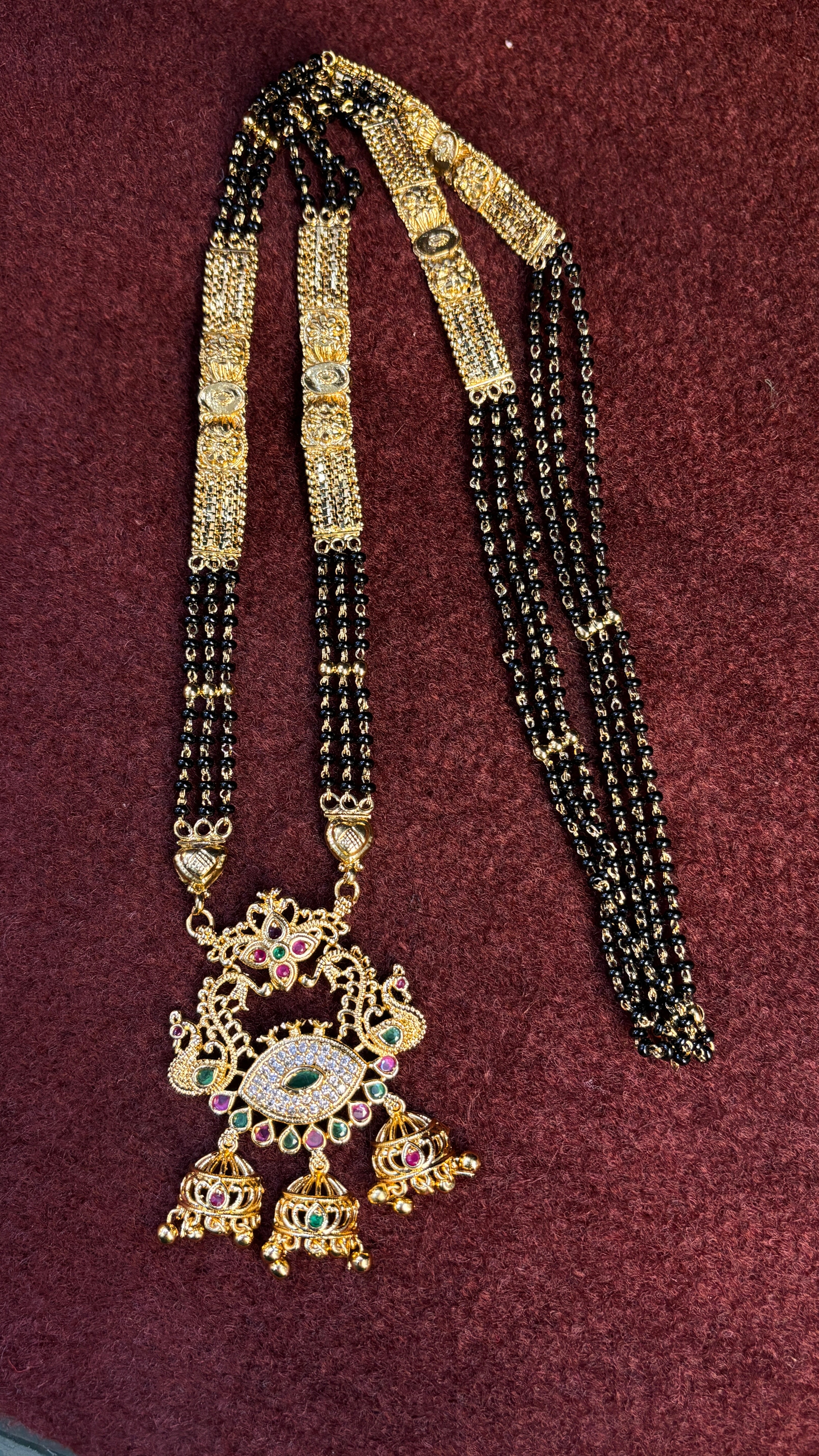 3 Line Patti Black Beads SRJLBB08